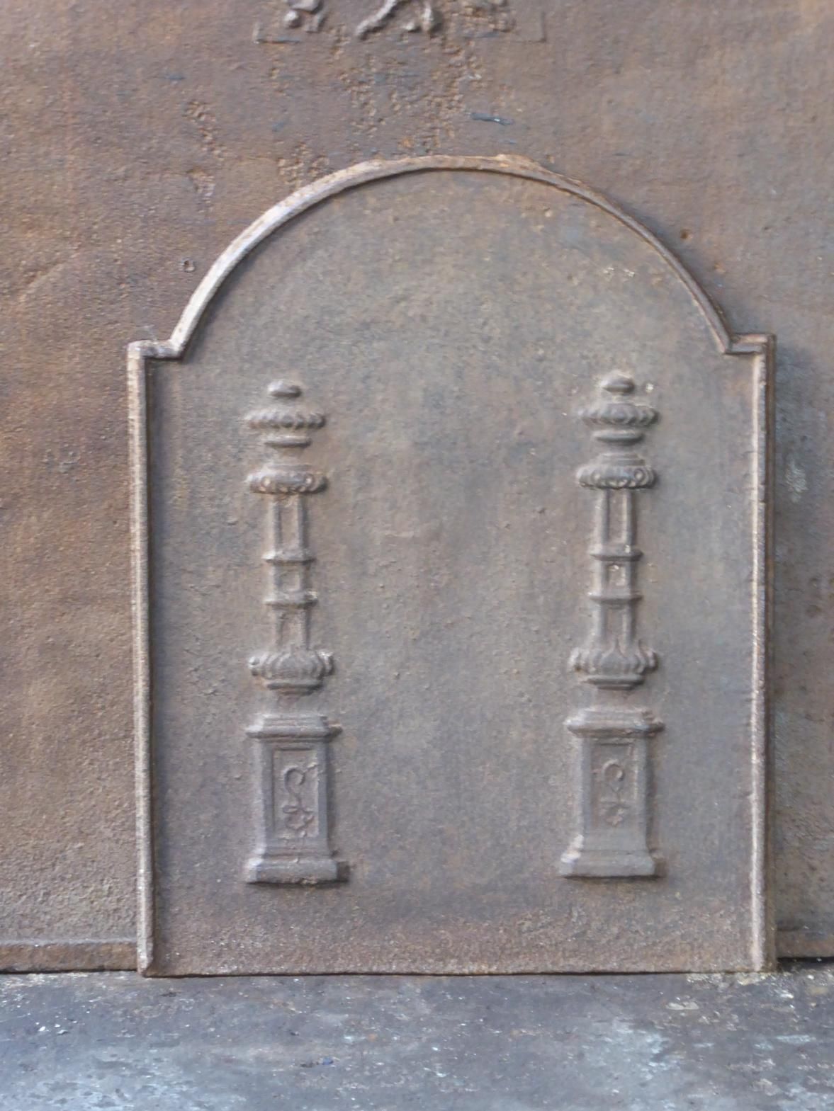 Antique French Neoclassical 'Pillars Of Freedom' Fireback / Backsplash photo for sale