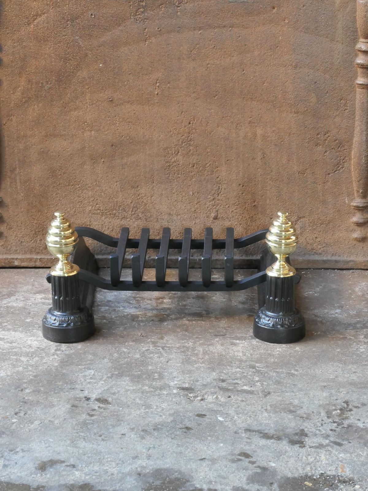Antique French Napoleon III Fire Grate, Fireplace Grate, 19th Century photo Home Fixtures