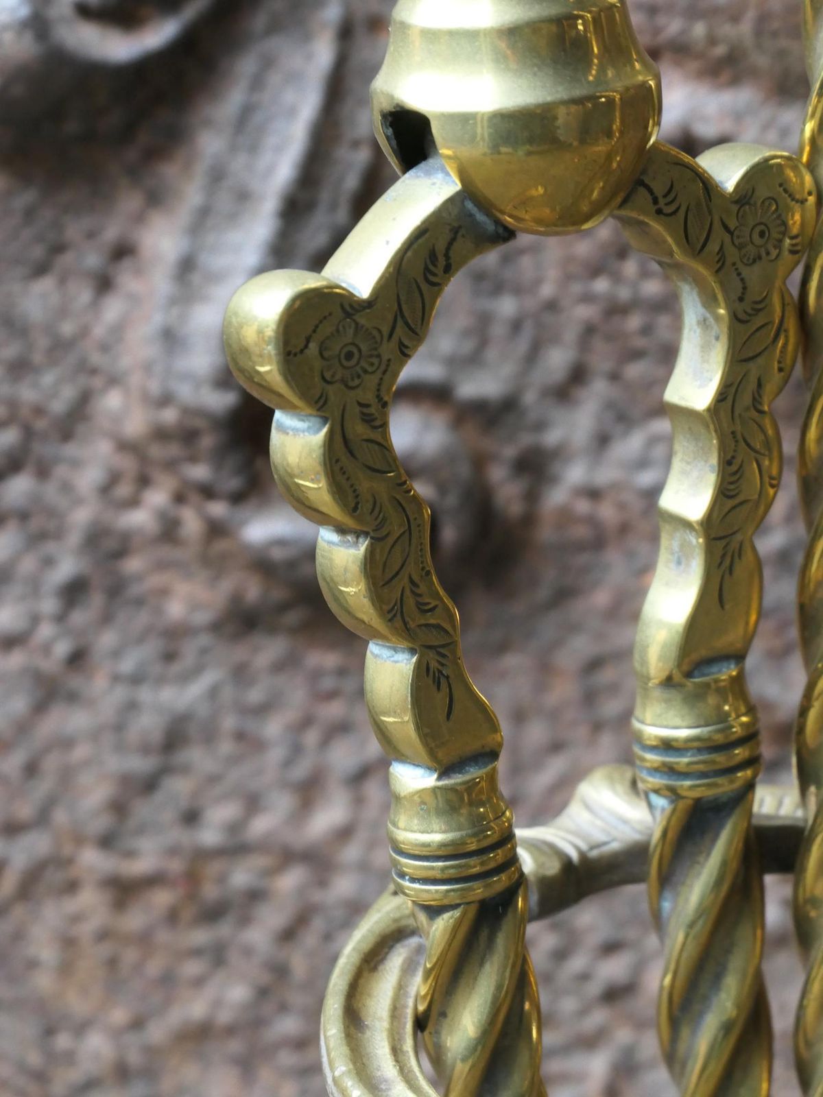 19/20th C. English Brass Victorian Style Companion Set photo vinterior