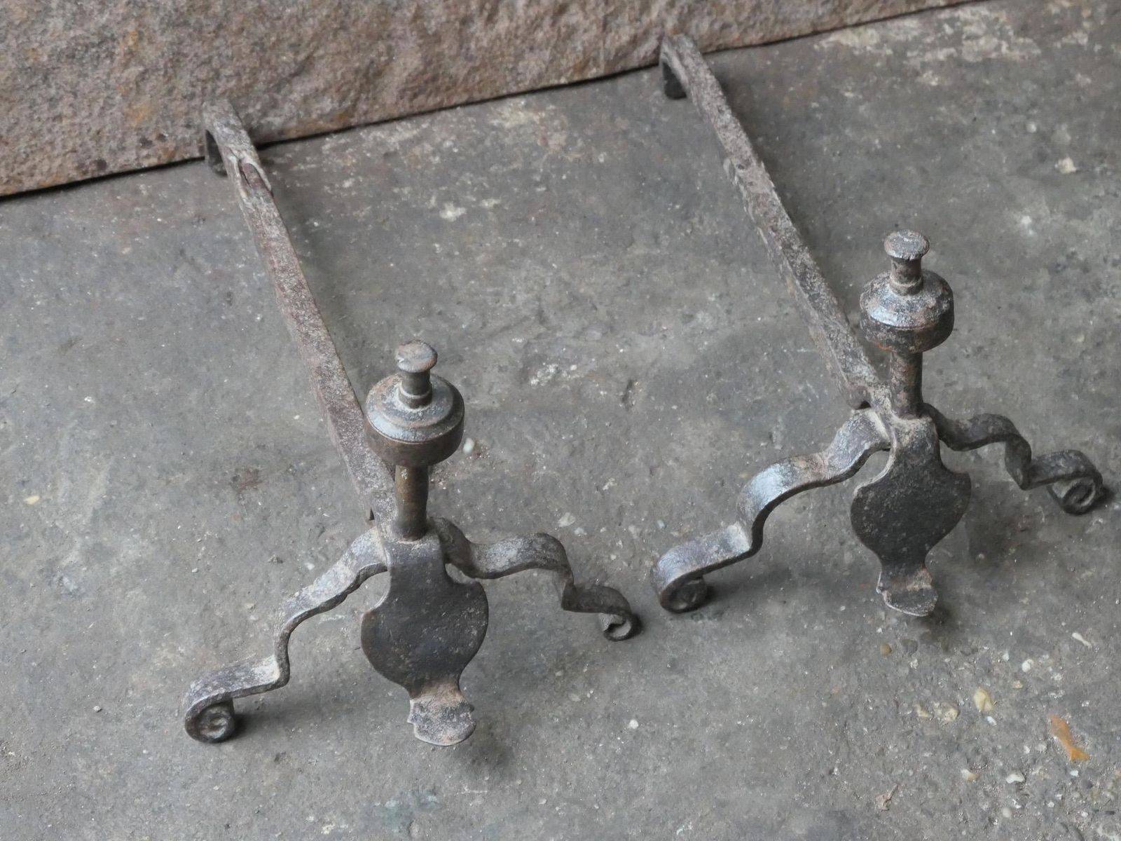 French Louis XV Iron Andirons, 18th Century photo vinterior