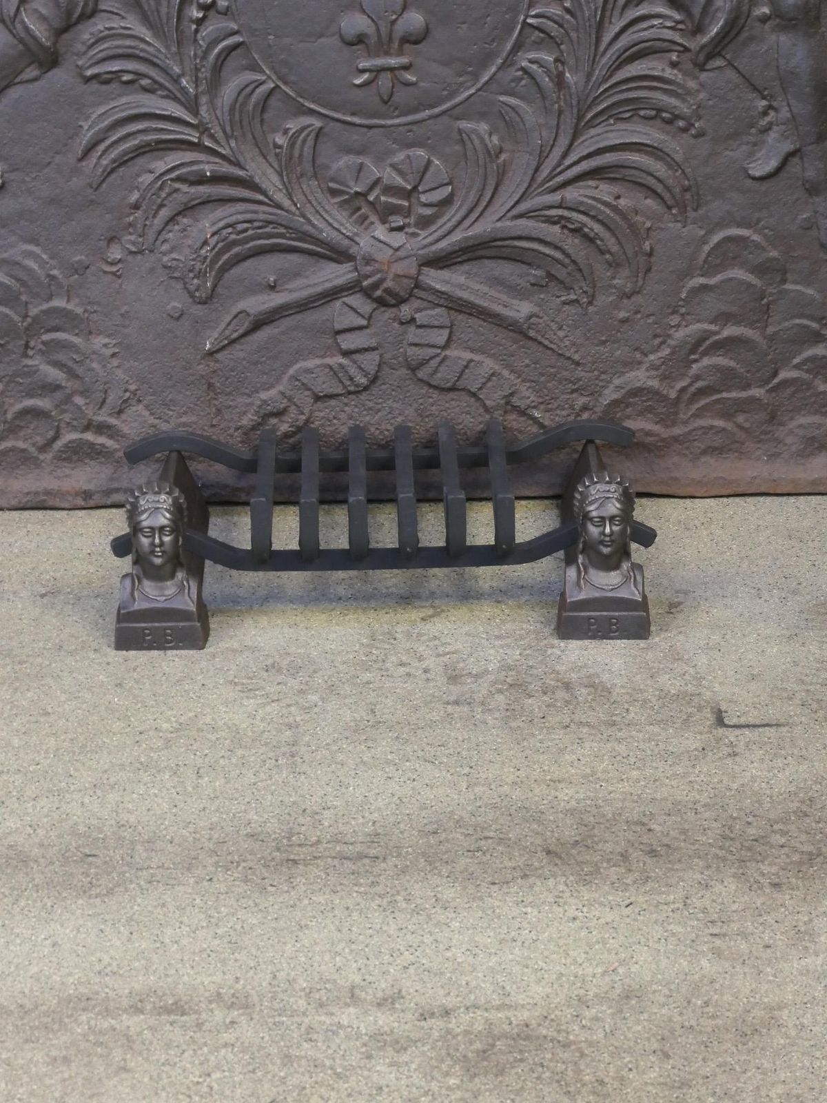 Antique French Napoleon III Fire Grate, Fireplace Grate, 19th Century photo Home Fixtures