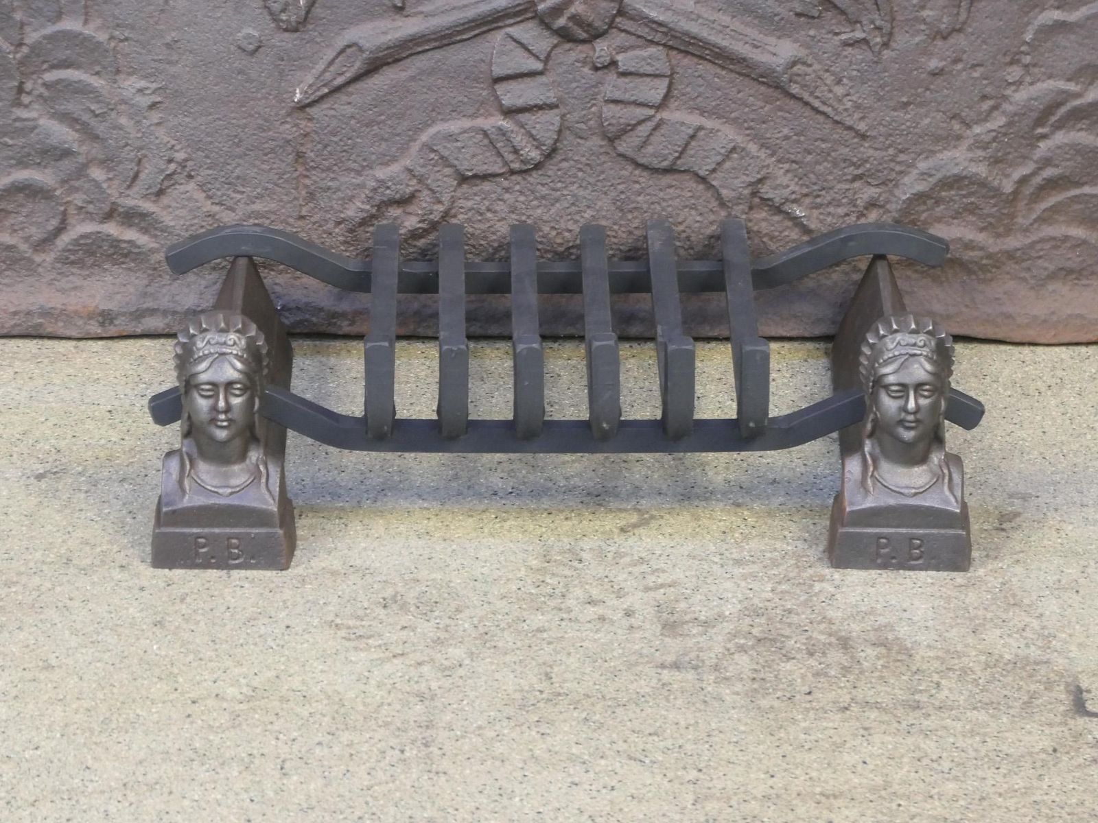 Antique French Napoleon III Fire Grate, Fireplace Grate, 19th Century photo 337.0