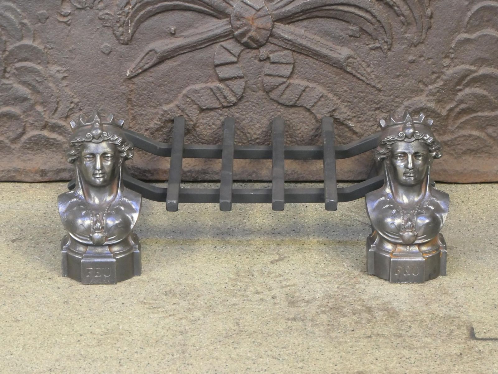 Antique French Napoleon III Fire Grate, Fireplace Grate, 19th Century photo Home Fixtures