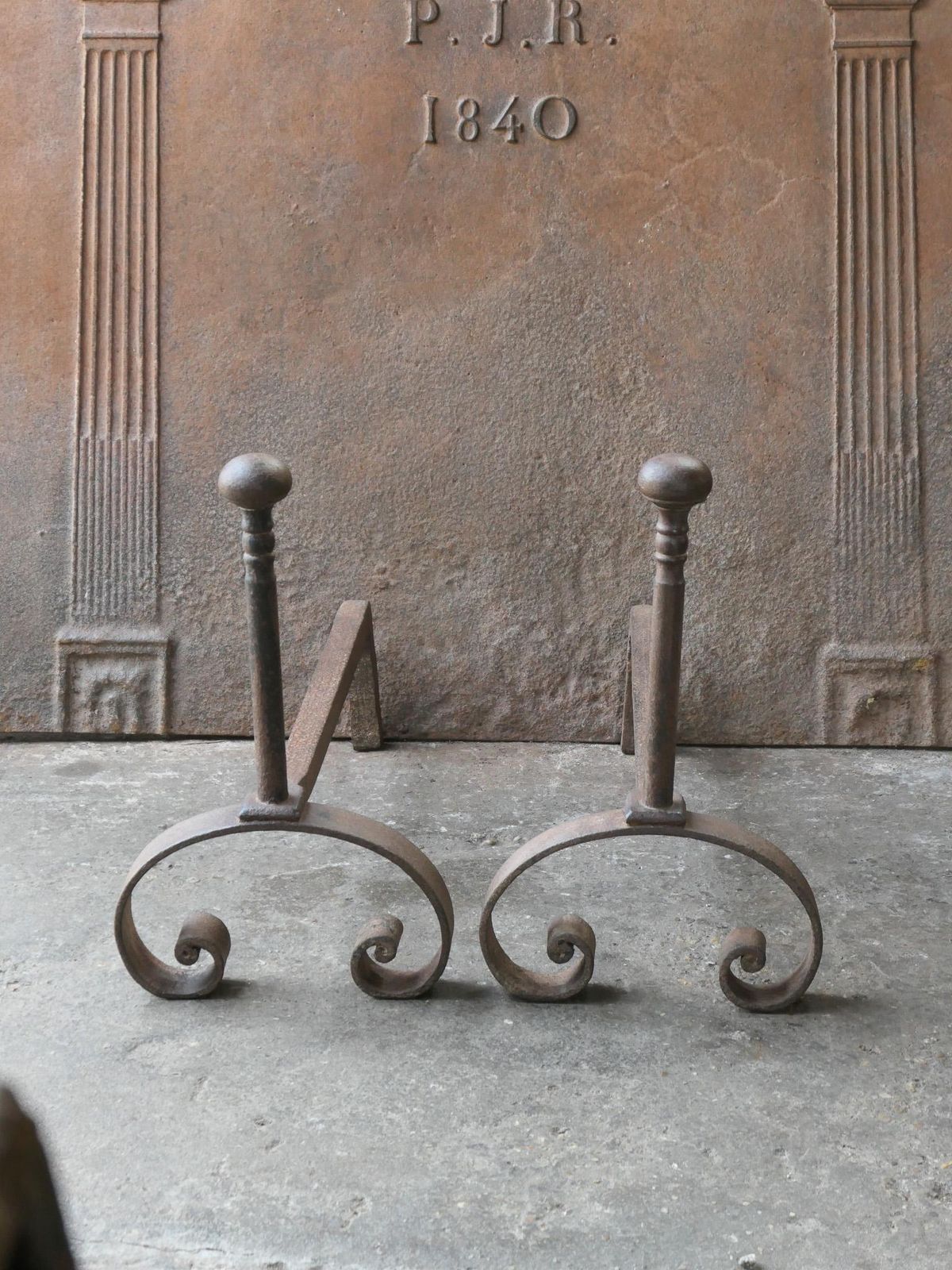 Antique French Louis XV Fire Andirons, 18th Century photo furniture