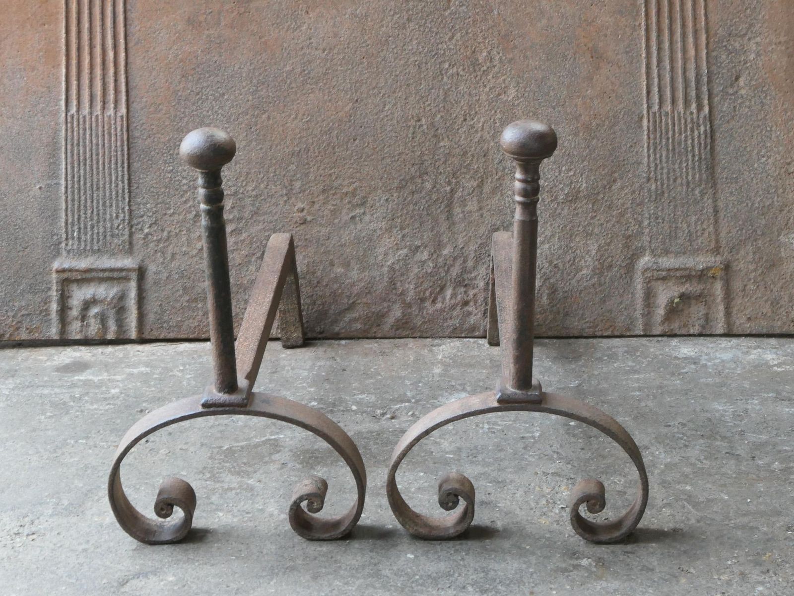 Antique French Louis XV Fire Andirons, 18th Century photo 294.0