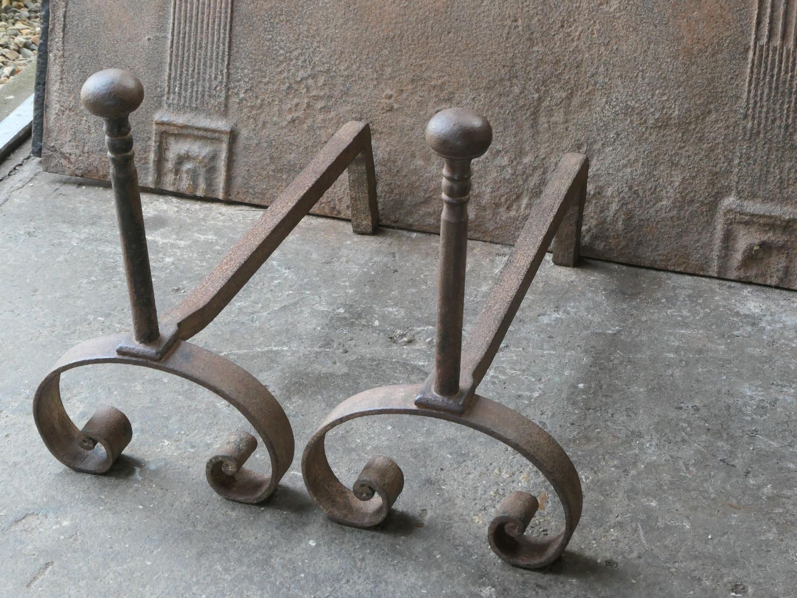 Antique French Louis XV Fire Andirons, 18th Century photo buy