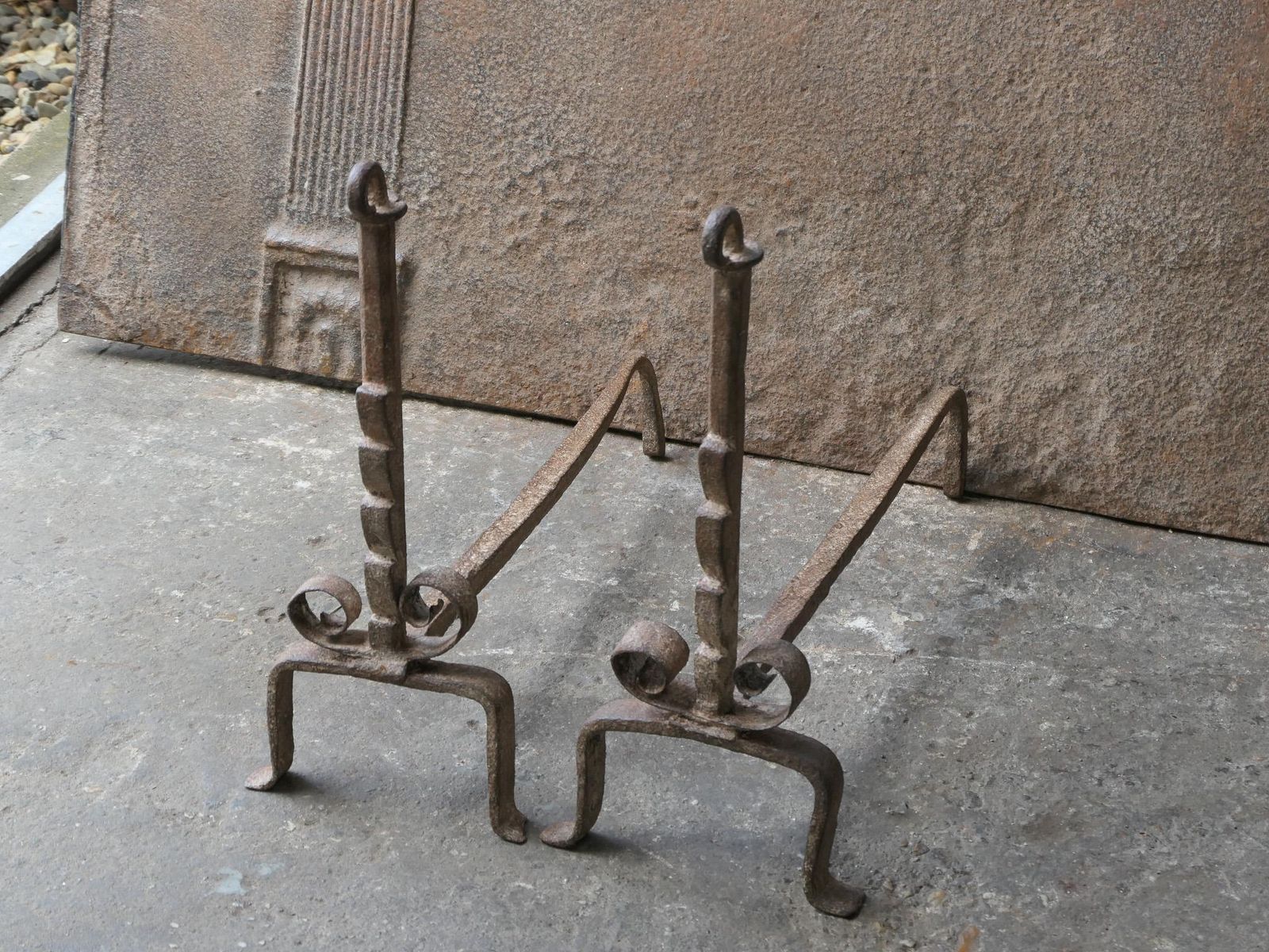 Antique French Louis XV Fire Andirons, 18th Century photo buy