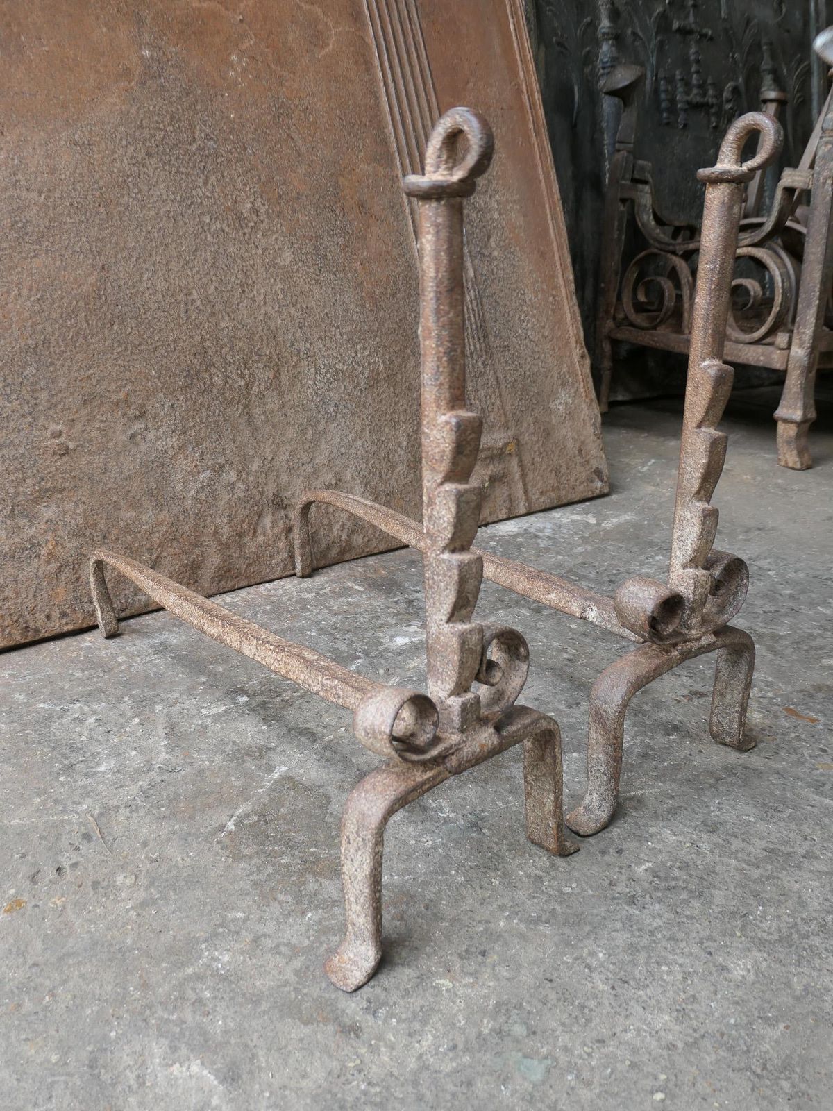 photo vintage Antique French Louis XV Fire Andirons, 18th Century