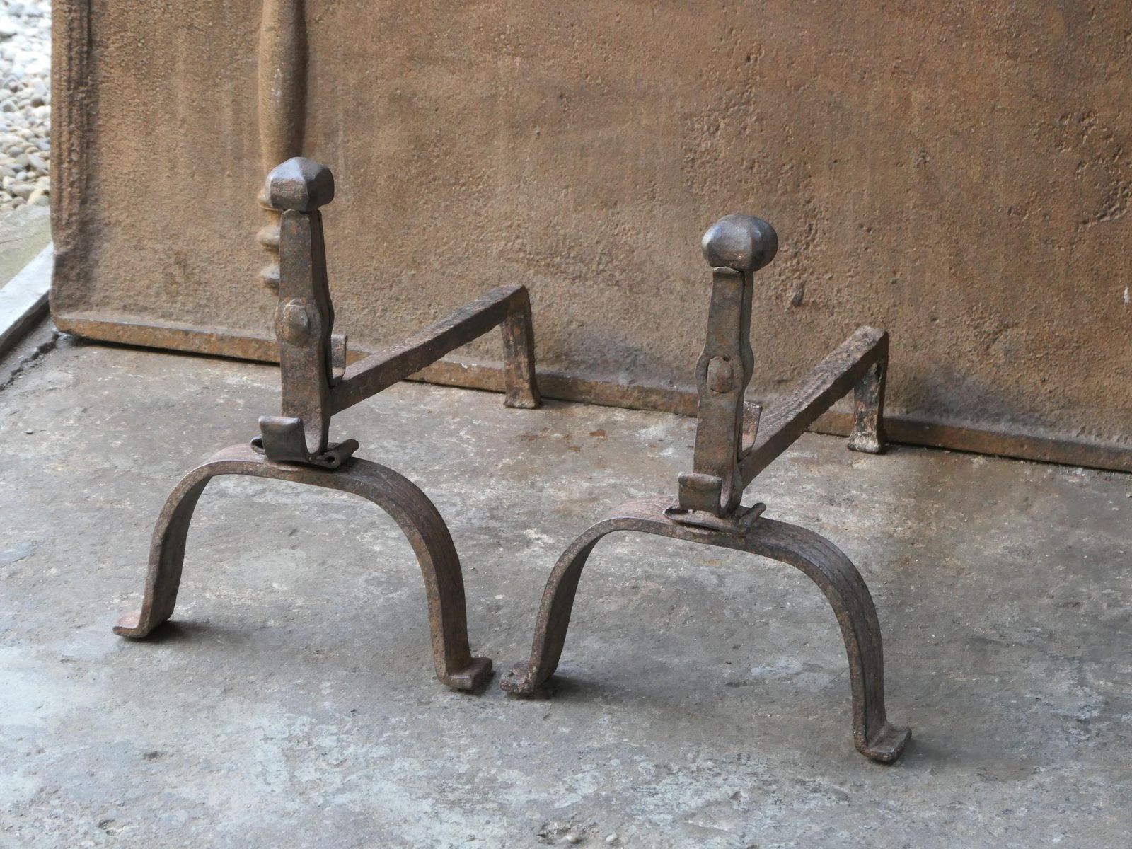 18th C. French Louis XV Wrought Iron Andirons photo vinterior