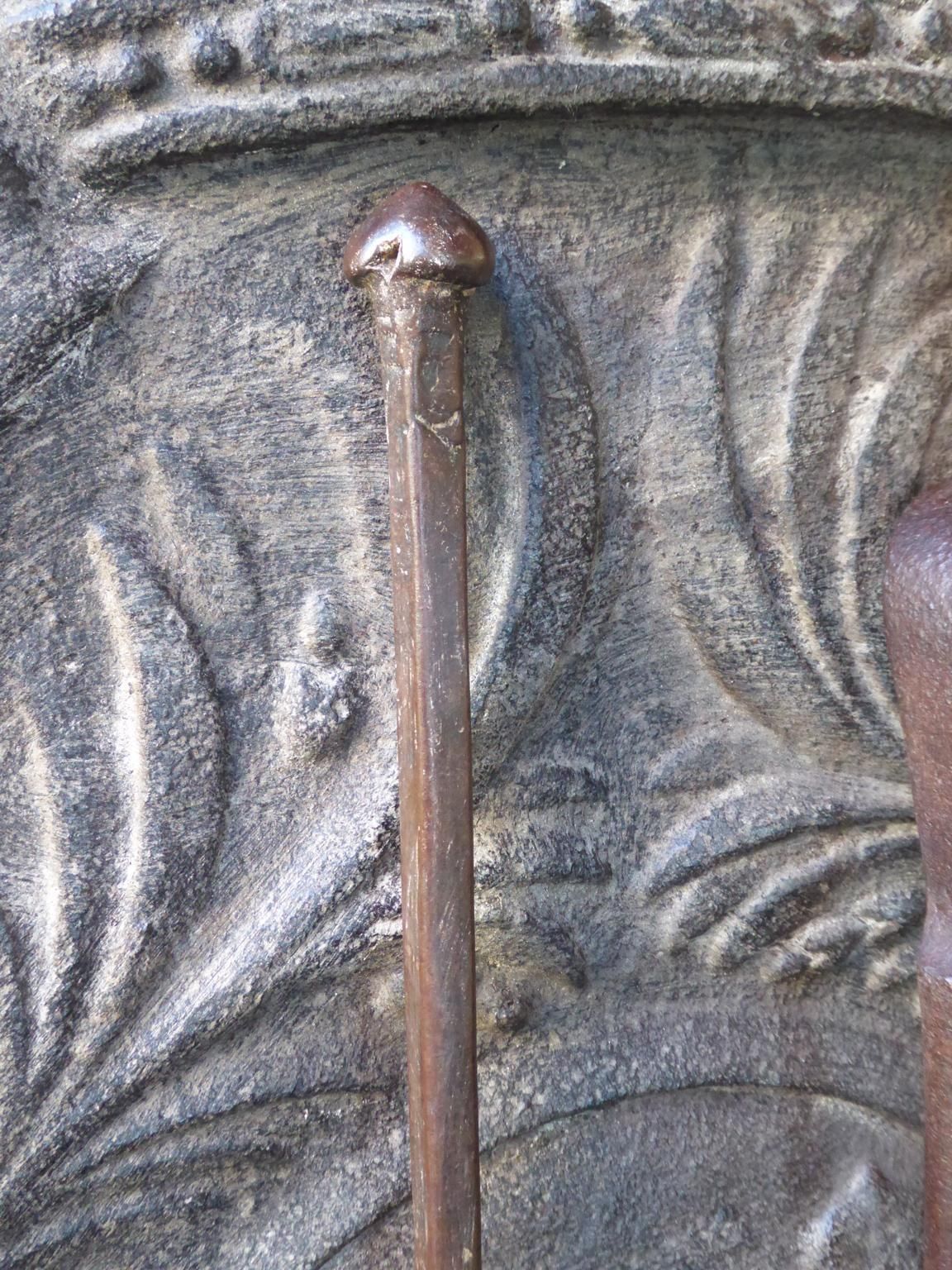 Large French Wrought Iron Fireplace Tools Or Fire Tools, 18th Century photo 422.0