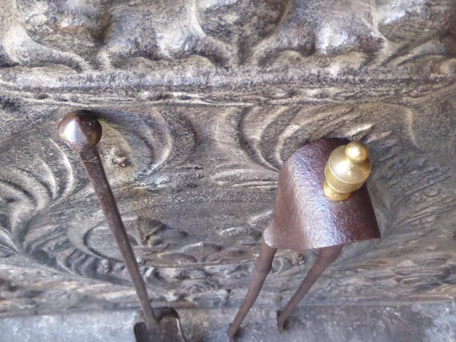 Home Fixtures Large French Wrought Iron Fireplace Tools Or Fire Tools, 18th Century photo