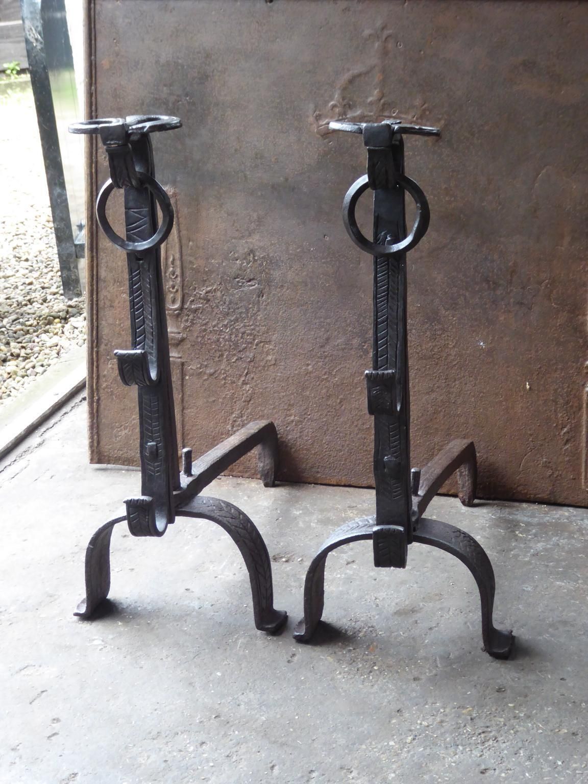 French Louis XIV Period Andirons Or Firedogs, 17th Century photo for sale