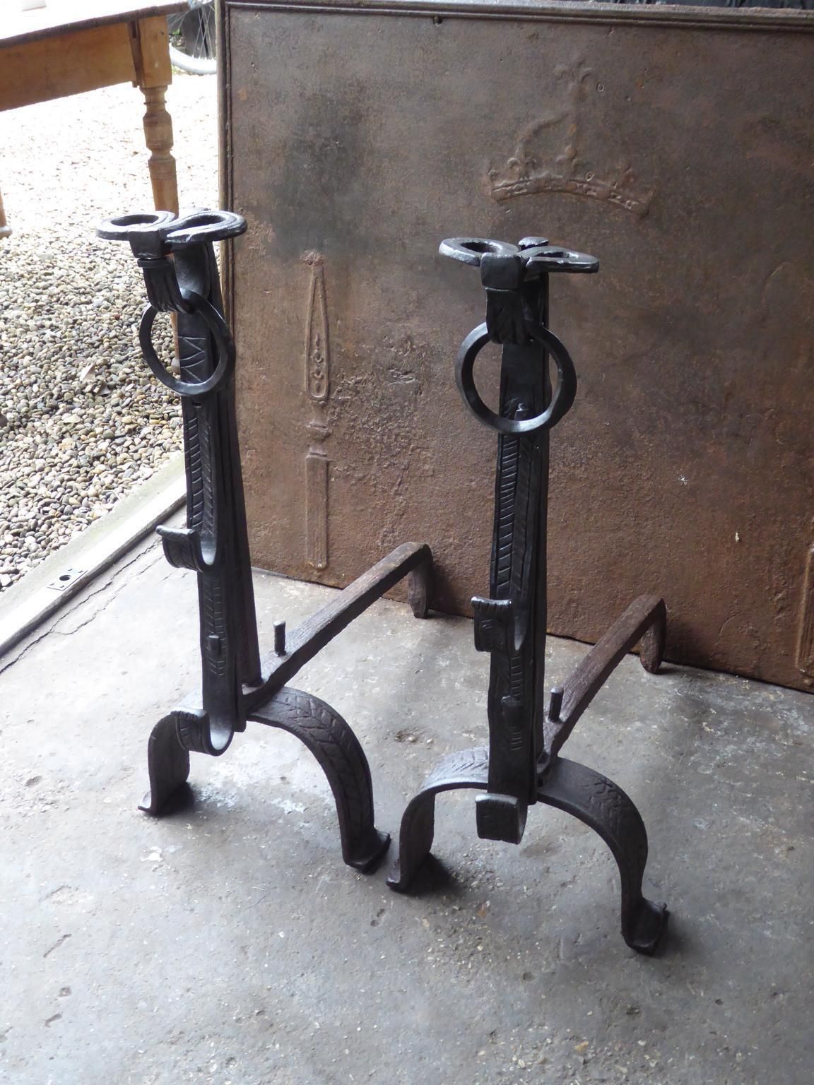 French Louis XIV Period Andirons Or Firedogs, 17th Century photo Home Fixtures
