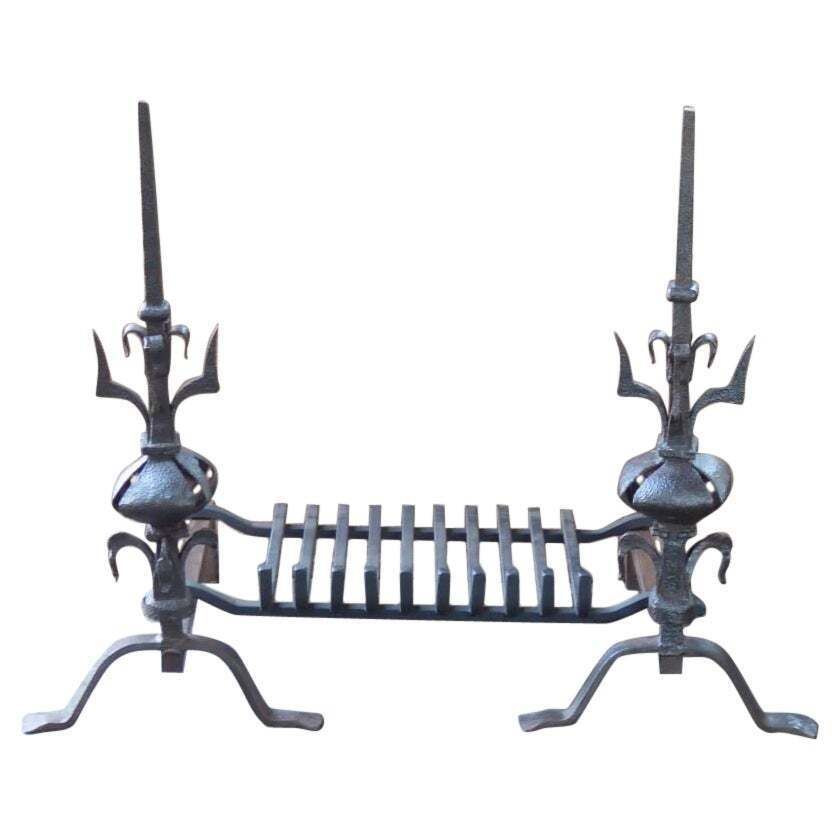 Antique French Louis XV Period Fireplace Grate Or Fire Basket, 18th Century