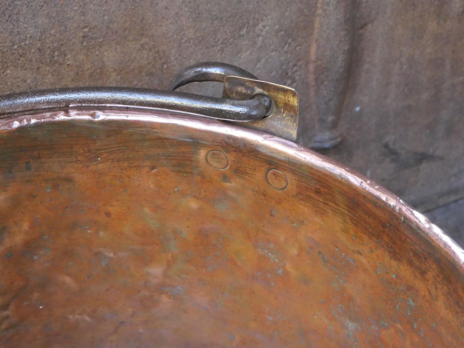 18th Century Antique Dutch Polished Copper Firewood Basket photo vintage