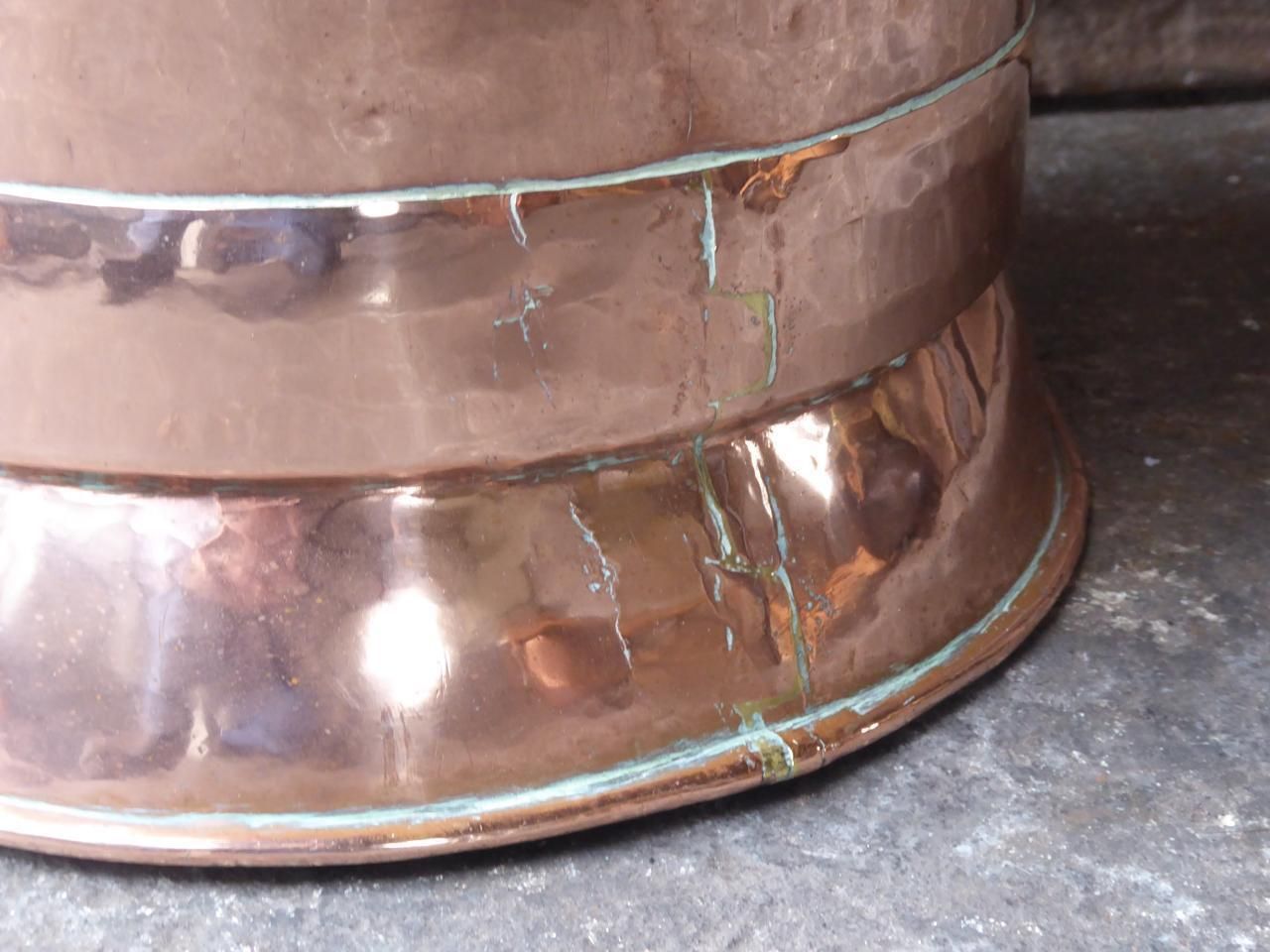 18th Century French Polished Copper Log Holder Or Log Basket photo vintage