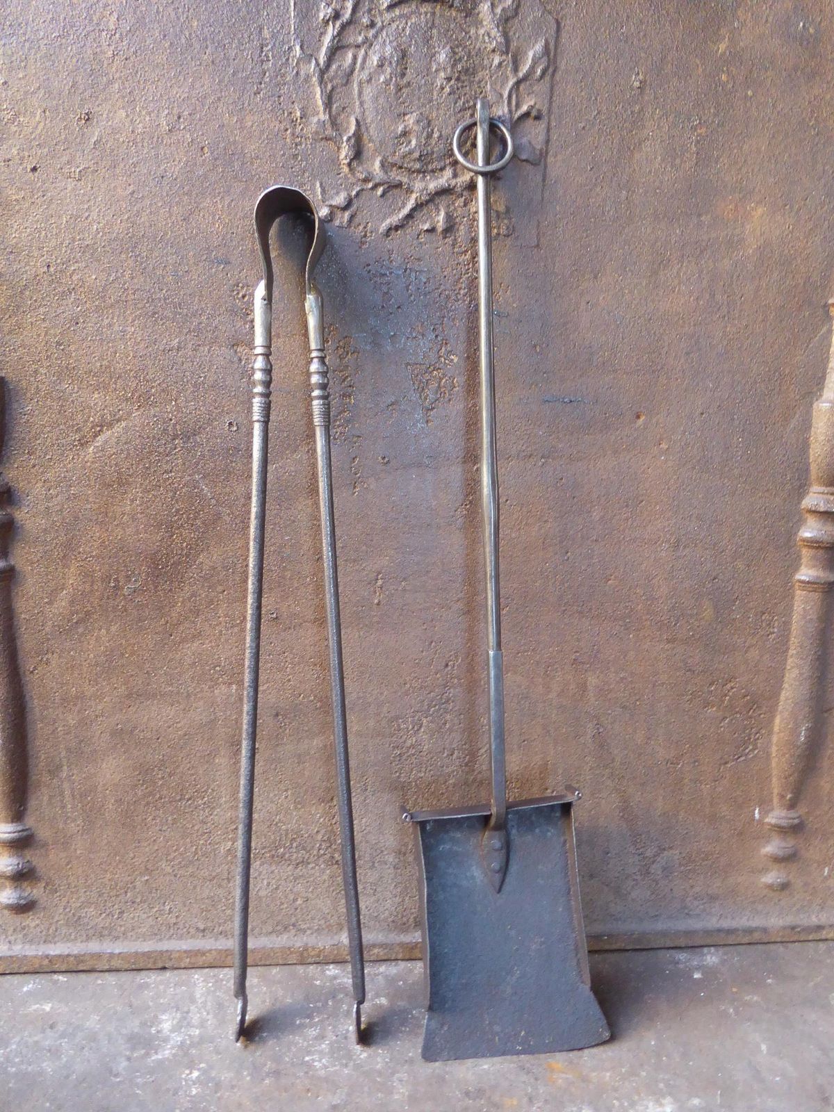 Large French Wrought Iron Fireplace Tools Or Fire Tools, 17th 18th Century photo furniture