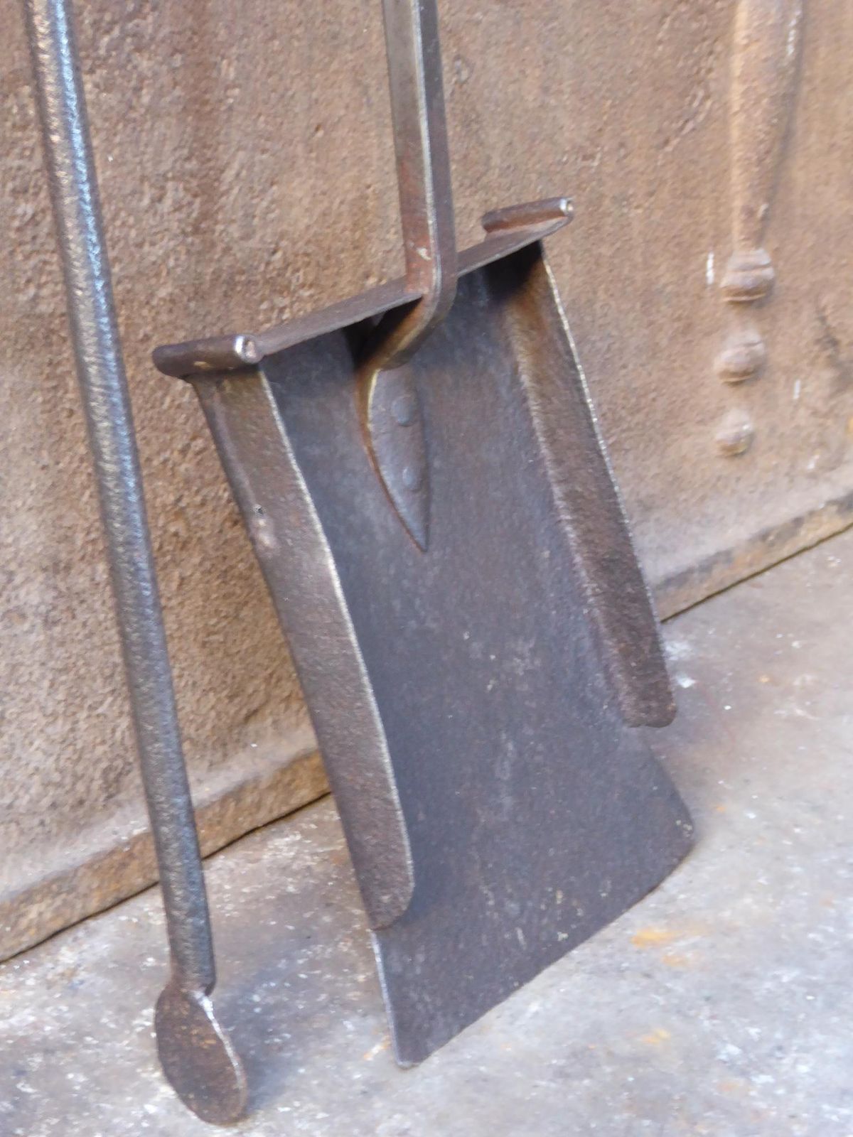 Large French Wrought Iron Fireplace Tools Or Fire Tools, 17th 18th Century photo vintage