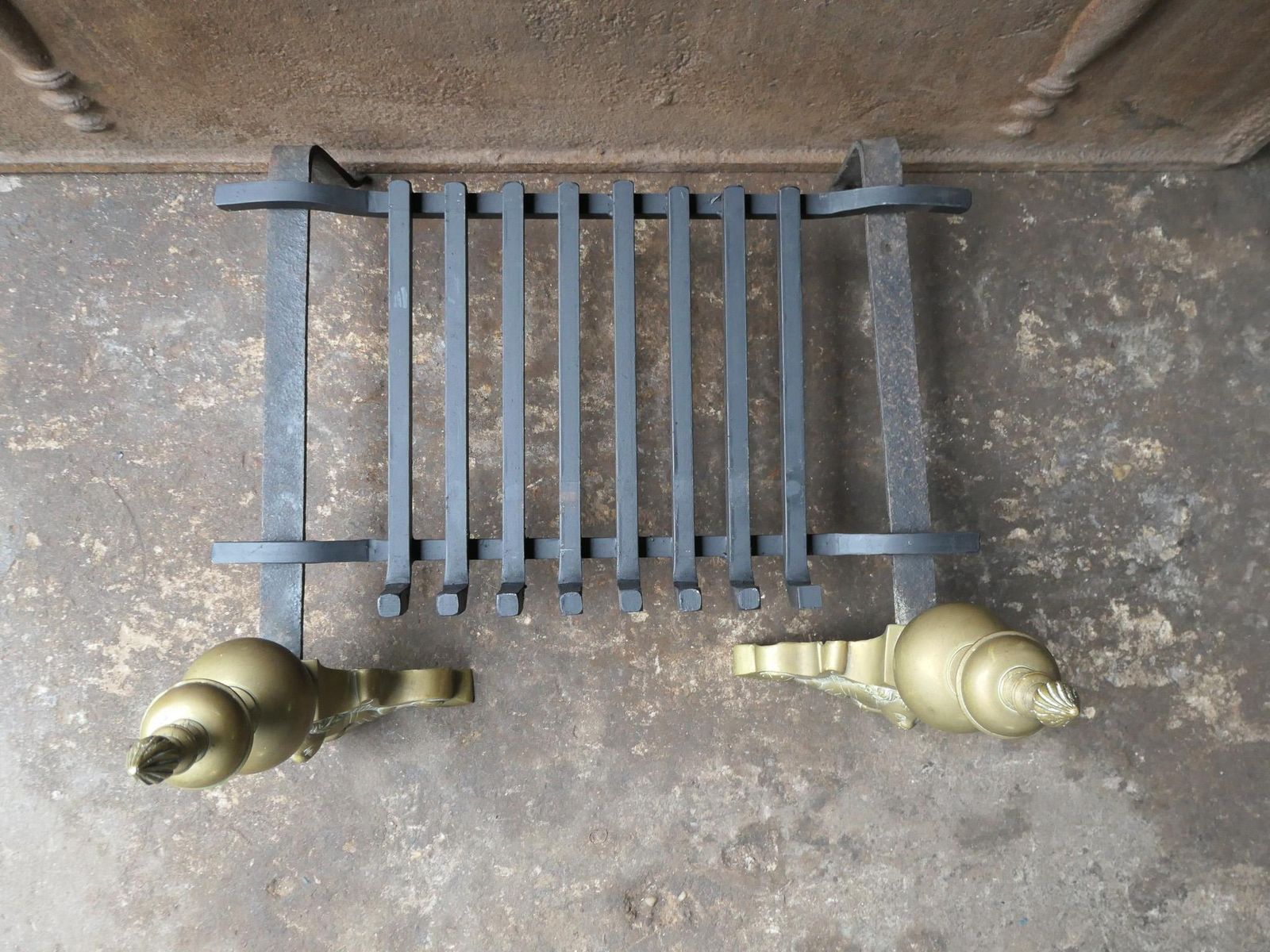 French Louis XIV Style Fire Grate, Fireplace Grate photo vinterior