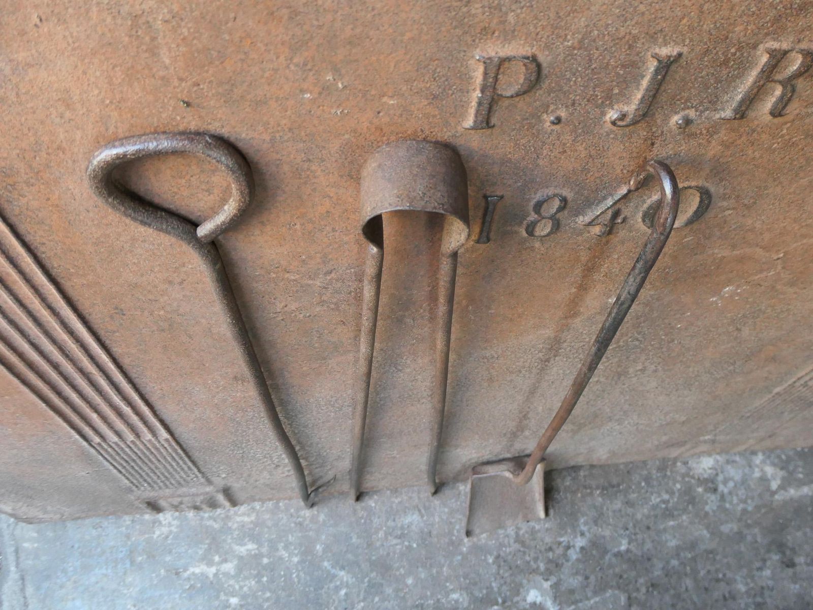 photo vintage Rustic French Neoclassical Fireplace Tools, 18th 19th Century