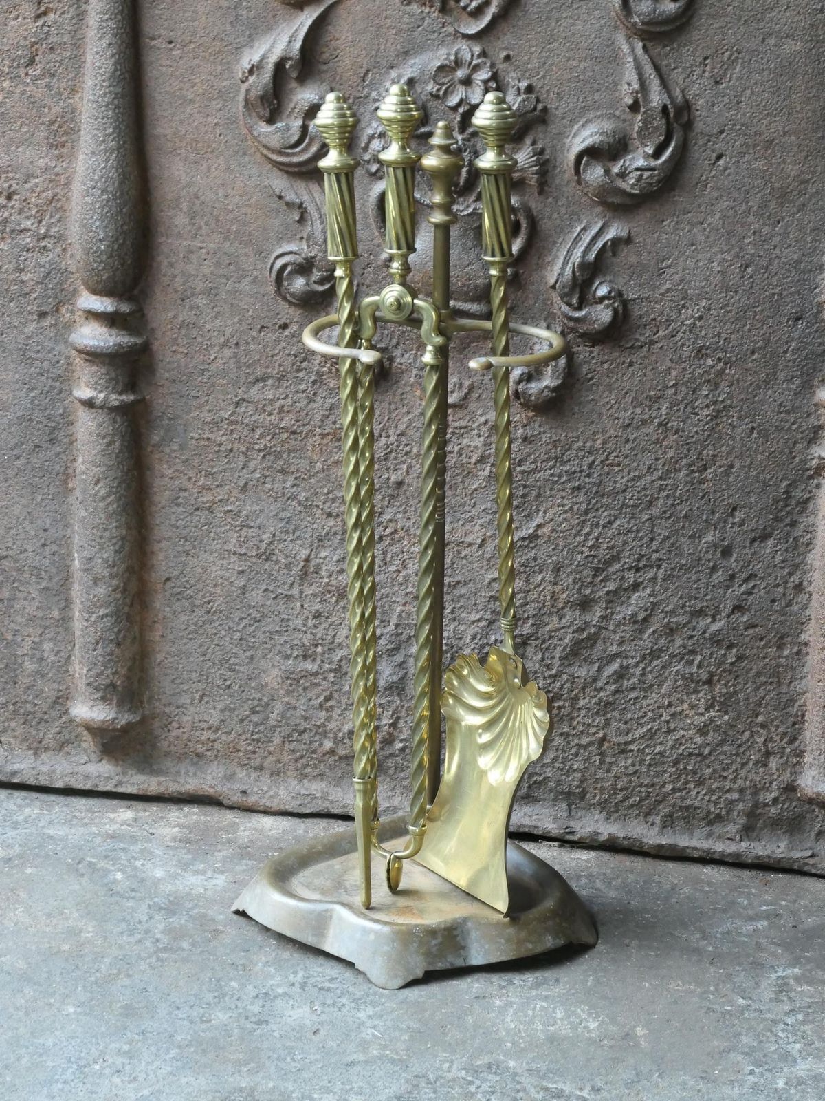 19th C. English Brass Victorian Fireside Companion Set photo for sale