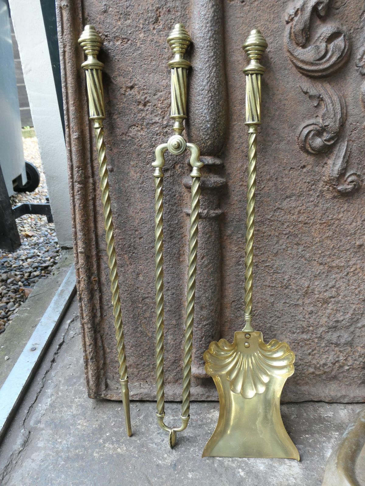 photo furniture 19th C. English Brass Victorian Fireside Companion Set