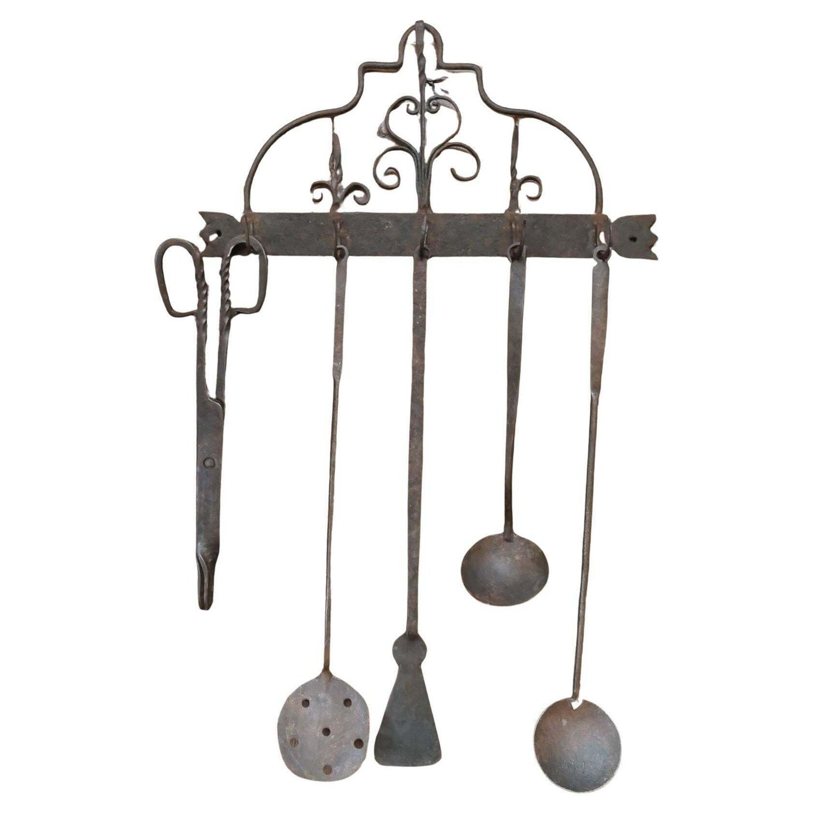 Dutch Fireplace Tools Or Fire Tools, Early 19th Century