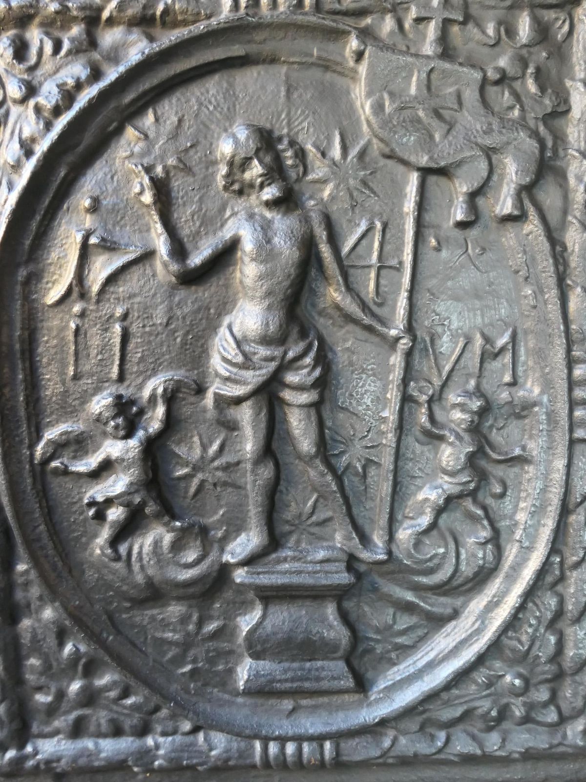 photo for sale Antique German 'Jesus' Fireback / Backsplash, 18th Century