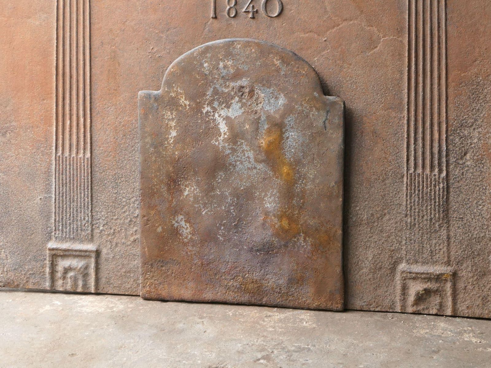 photo for sale Small French Neoclassical Period 'Woman With Cupid' Fireback / Backsplash