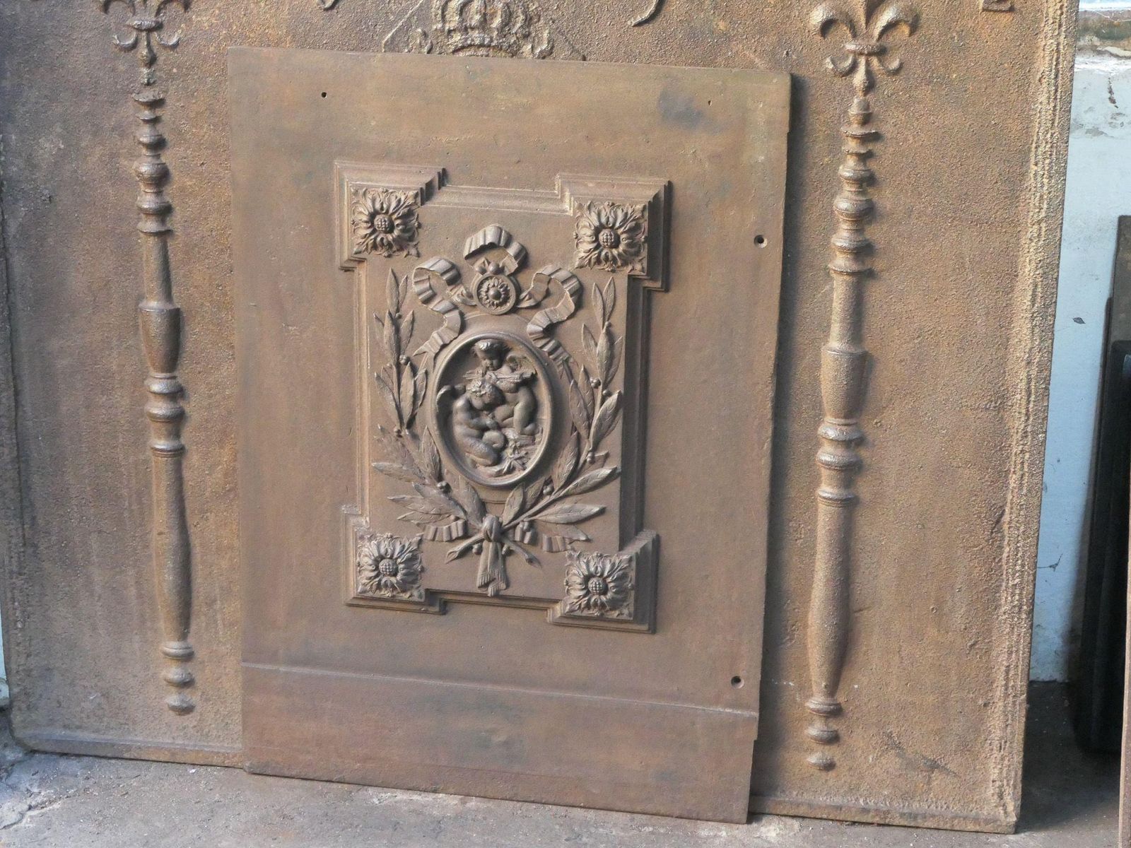 Belgian Victorian 'Cupids' Fireback / Backsplash, Early 20th Century photo for sale