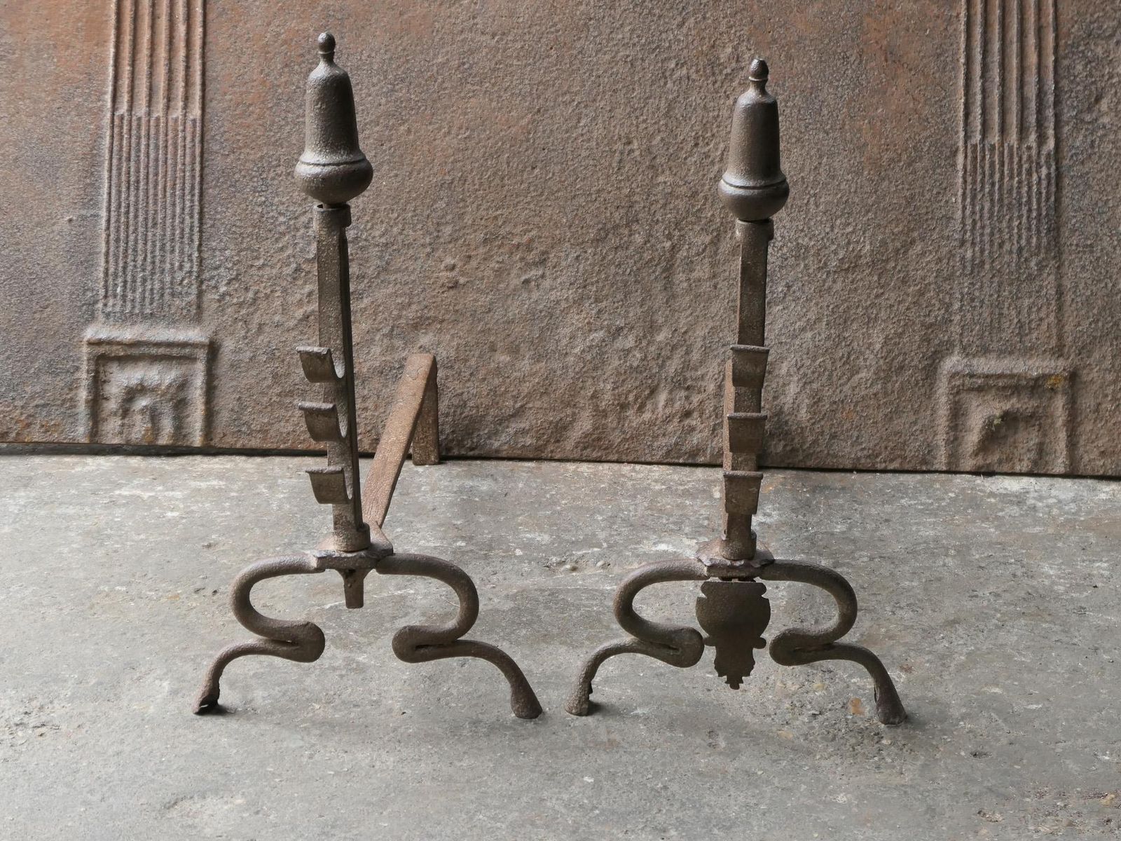 Antique French Louis XV Fire Andirons, 18th Century photo Home Fixtures