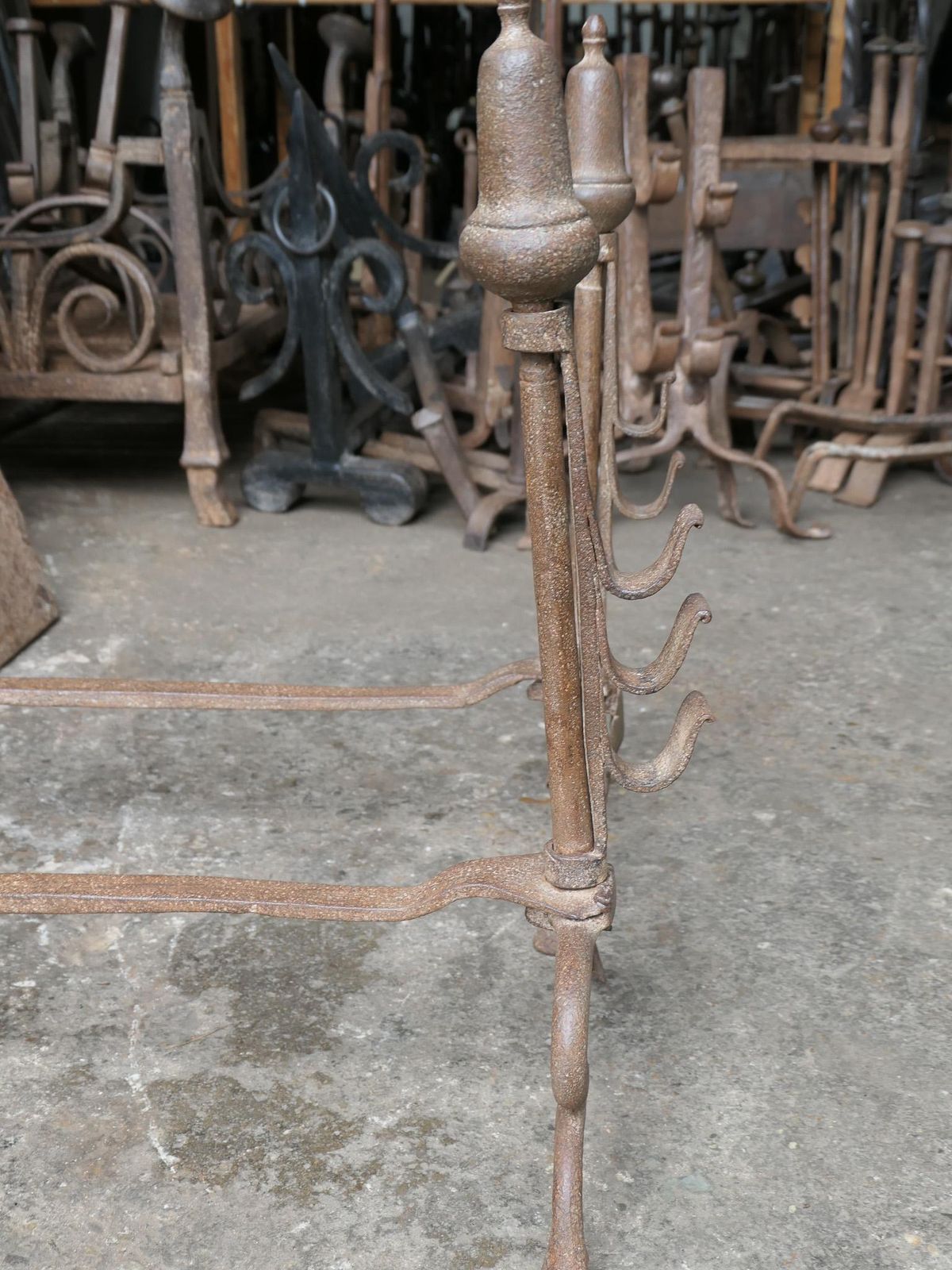 photo buy Antique French Louis XV Fire Andirons, 18th Century