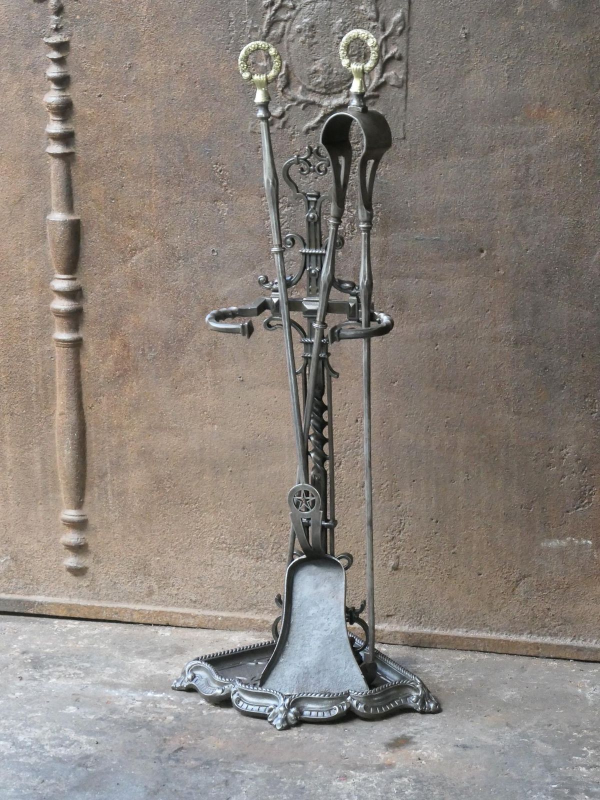 Large 19th Century French Napoleon III Fireplace Toolset photo for sale