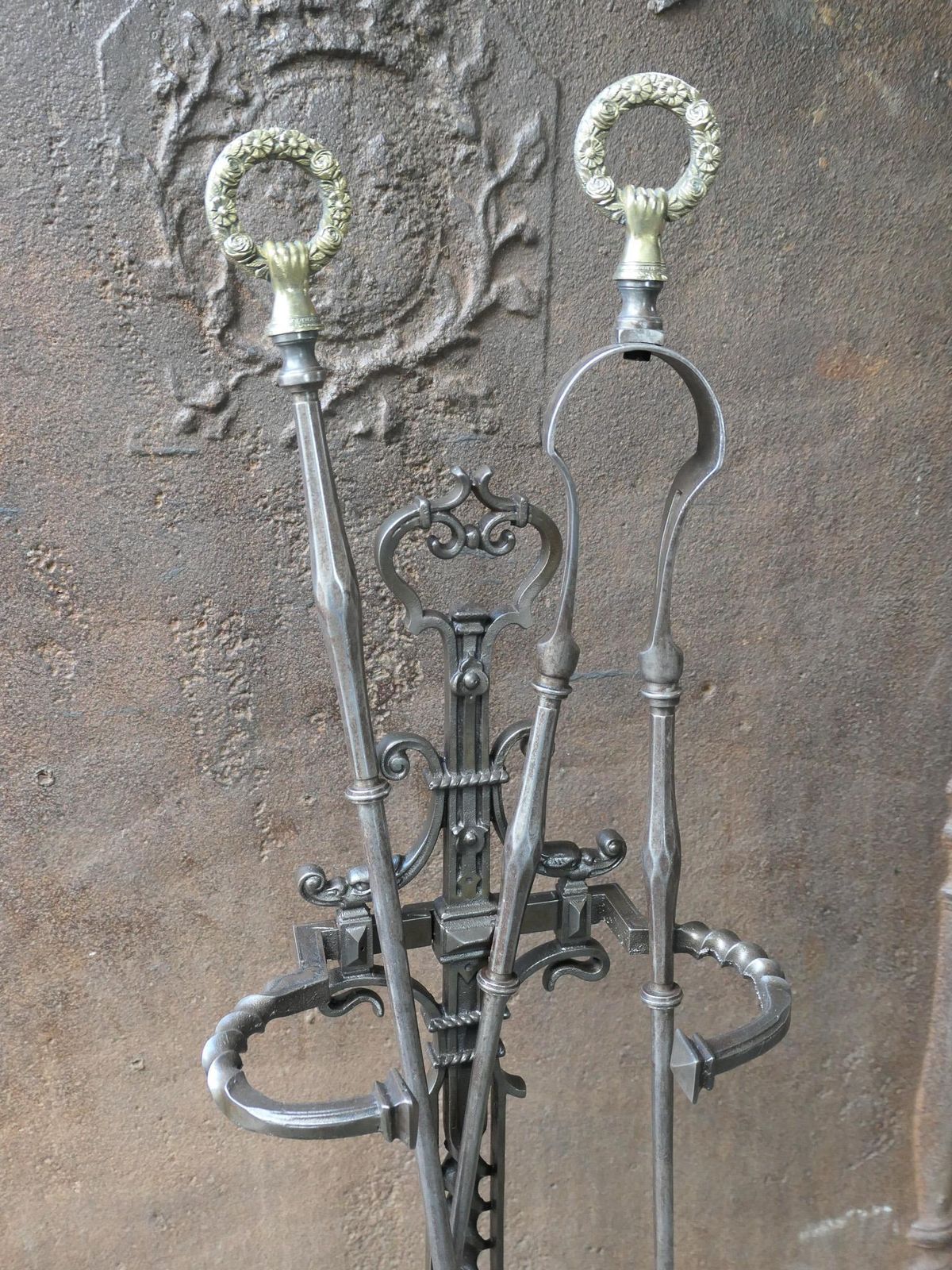Large 19th Century French Napoleon III Fireplace Toolset photo buy