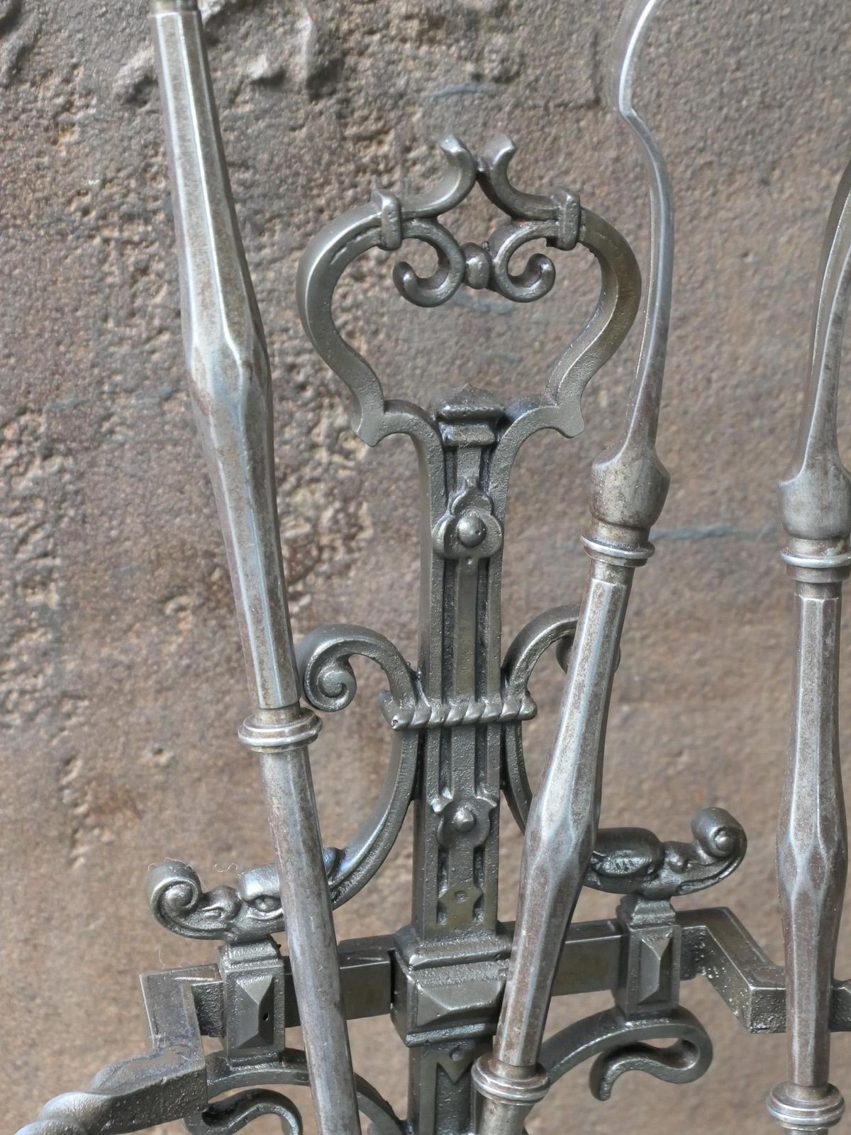 Large 19th Century French Napoleon III Fireplace Toolset photo vintage