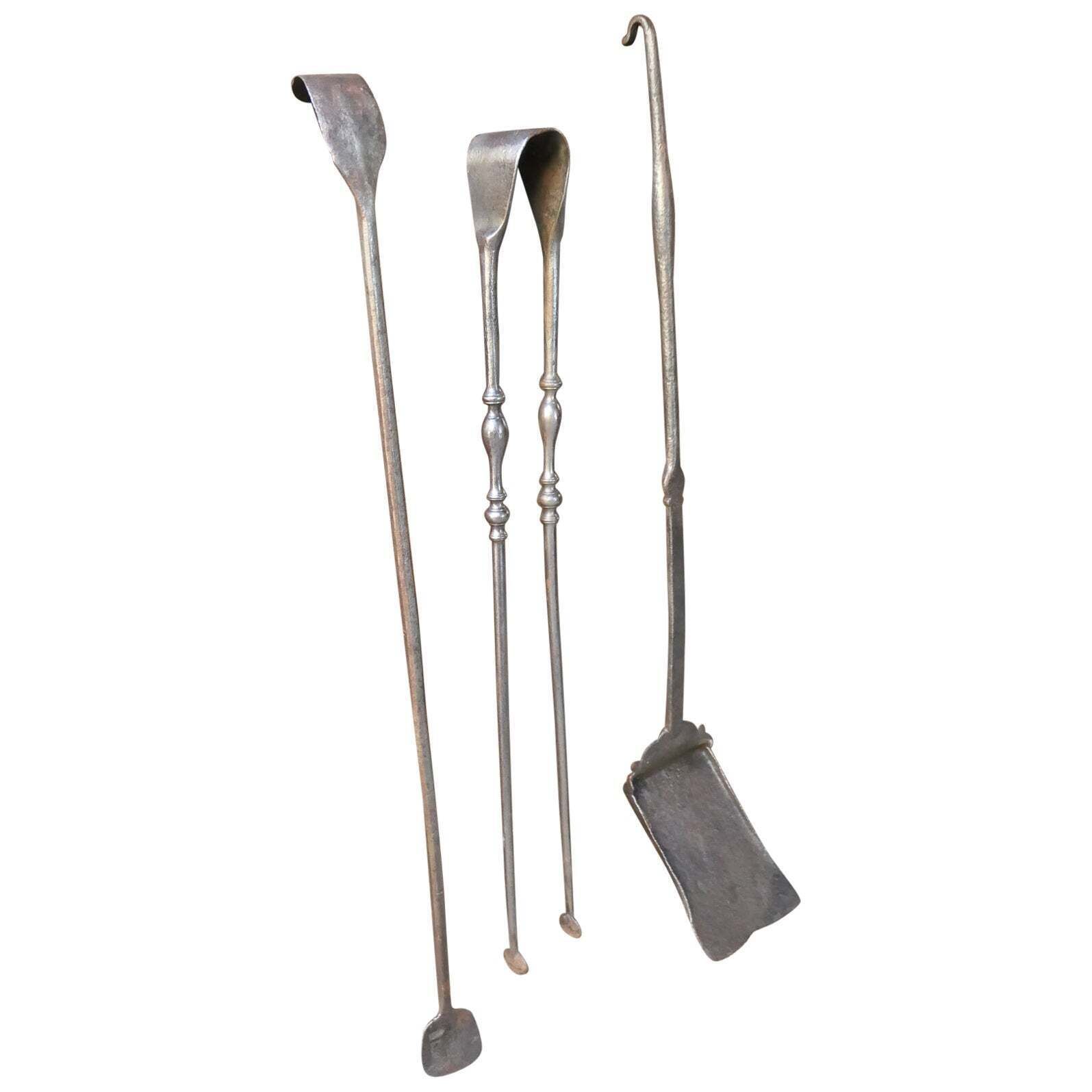 18th Century Louis XV Iron Fireplace Tools