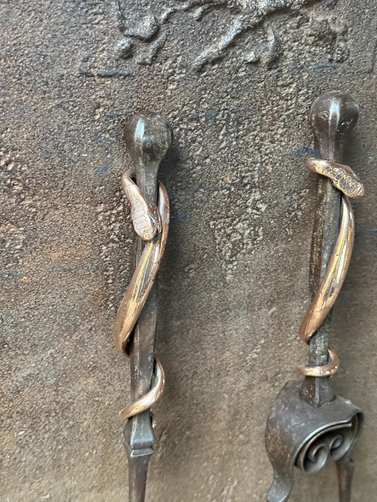 photo for sale Exceptional Dutch Art Nouveau Fireplace Tools