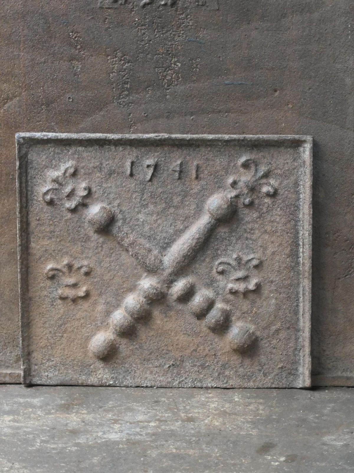 Antique Louis XIV 'Pillars With Saint Andrew's Cross' Fireback / Backsplash photo furniture