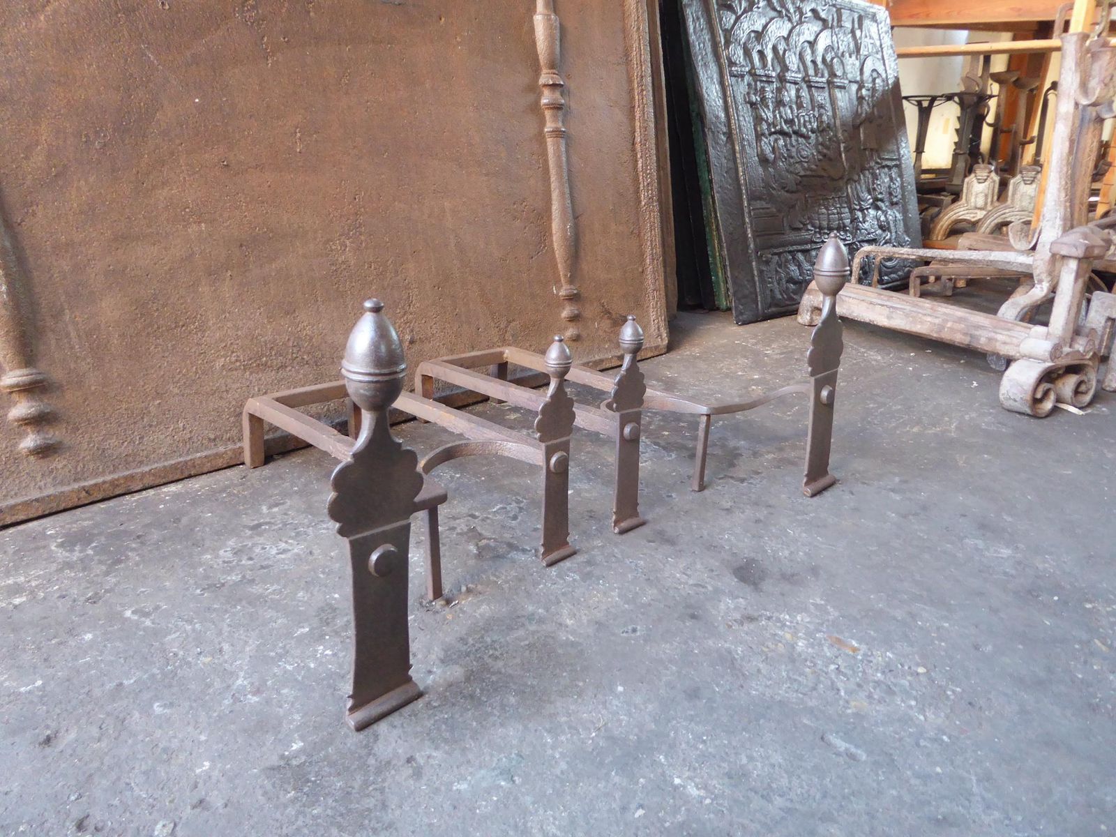 Antique French Napoleon III Fire Grate, Fireplace Grate, 19th Century photo vintage