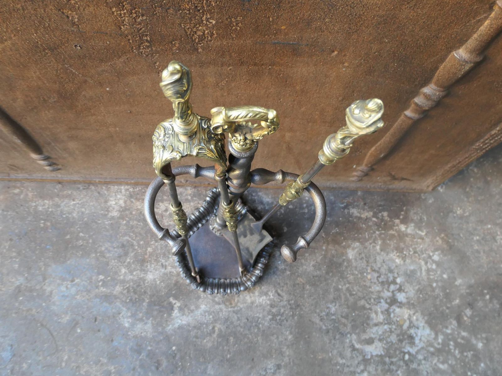 19th C. French Napoleon III Fireplace Tool Set photo vintage