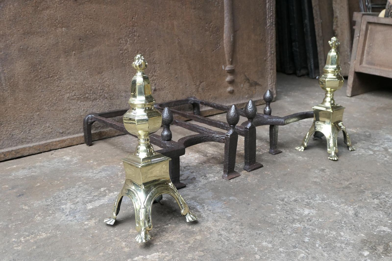 Home Fixtures Antique French Louis XIV Fire Grate, Fireplace Grate, 17th Century photo
