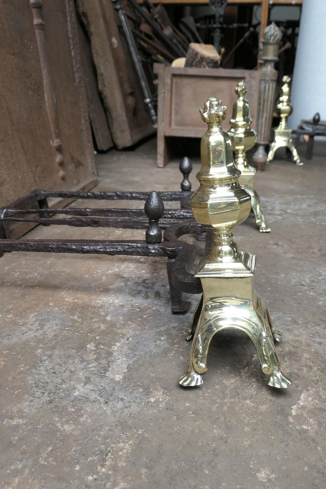 661.0 Antique French Louis XIV Fire Grate, Fireplace Grate, 17th Century photo
