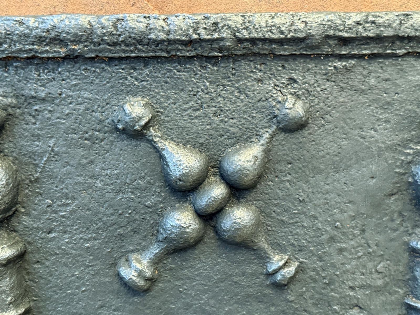 17th 18th Century French Louis XIV 'Saint Andrew's Cross' Fireback / Backsplash. photo Home Fixtures
