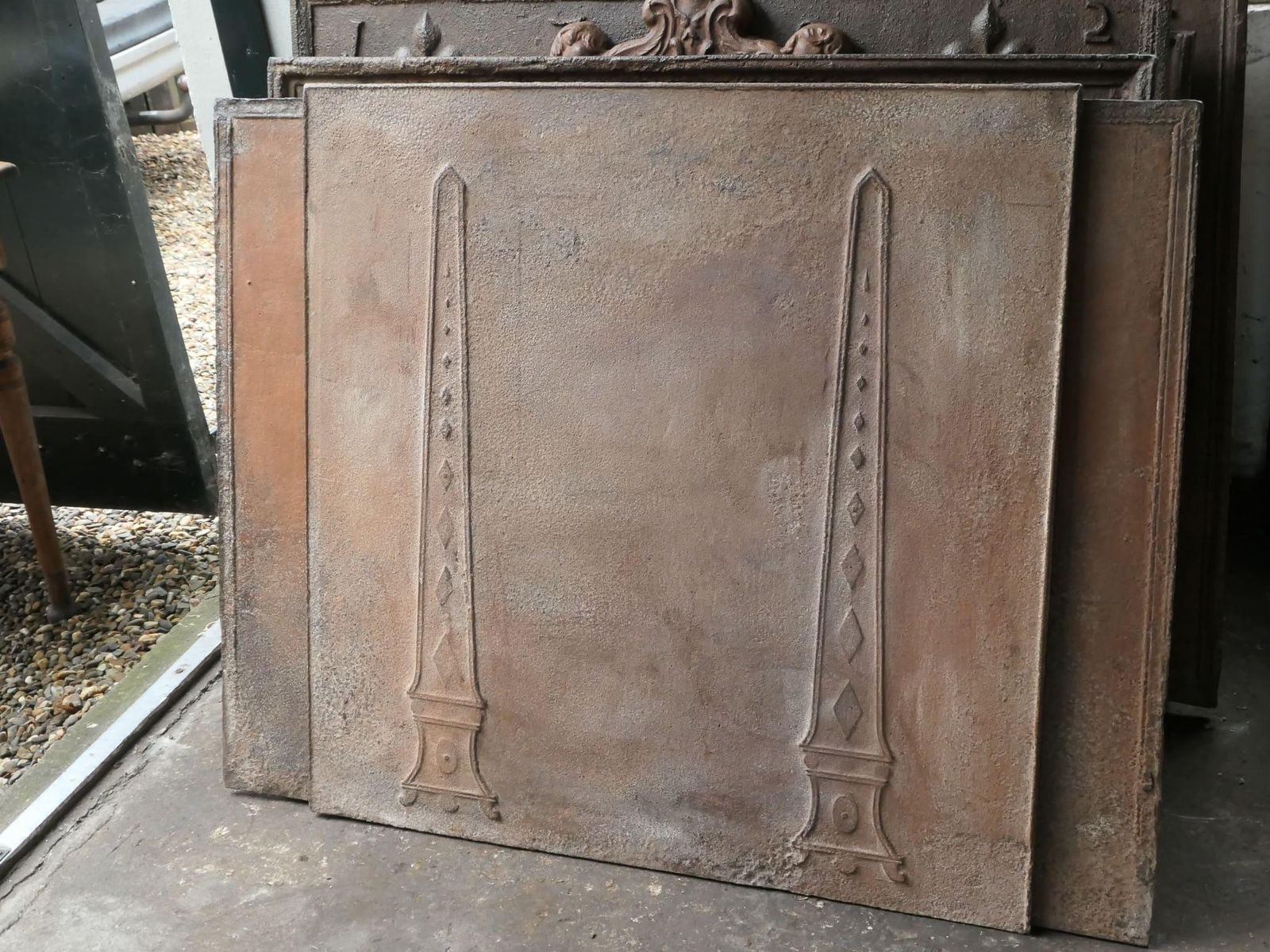 Antique French 'Pillars Of Freedom' Fireback / Backsplash, Neoclassical Period photo vinterior