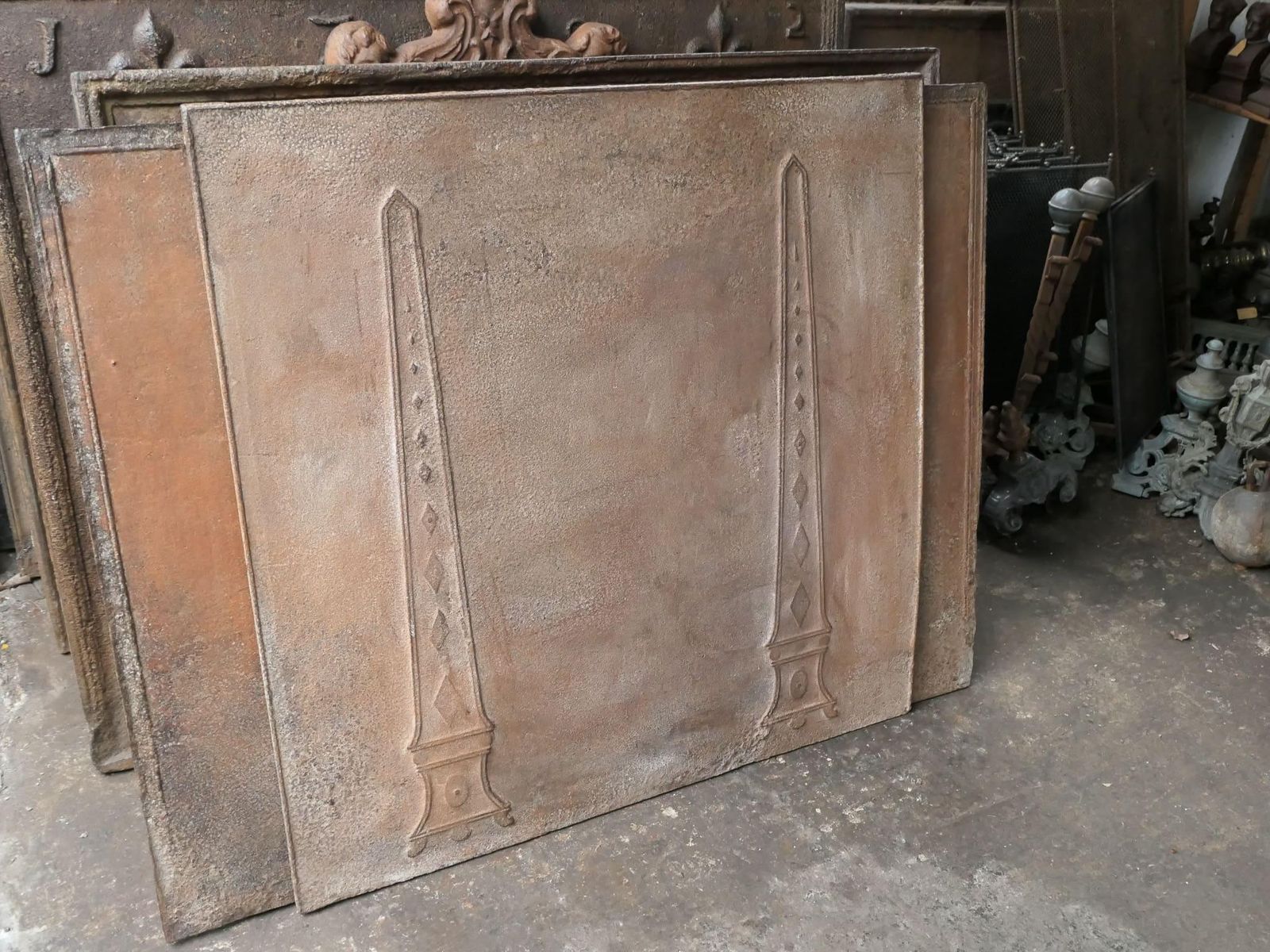 Antique French 'Pillars Of Freedom' Fireback / Backsplash, Neoclassical Period photo buy