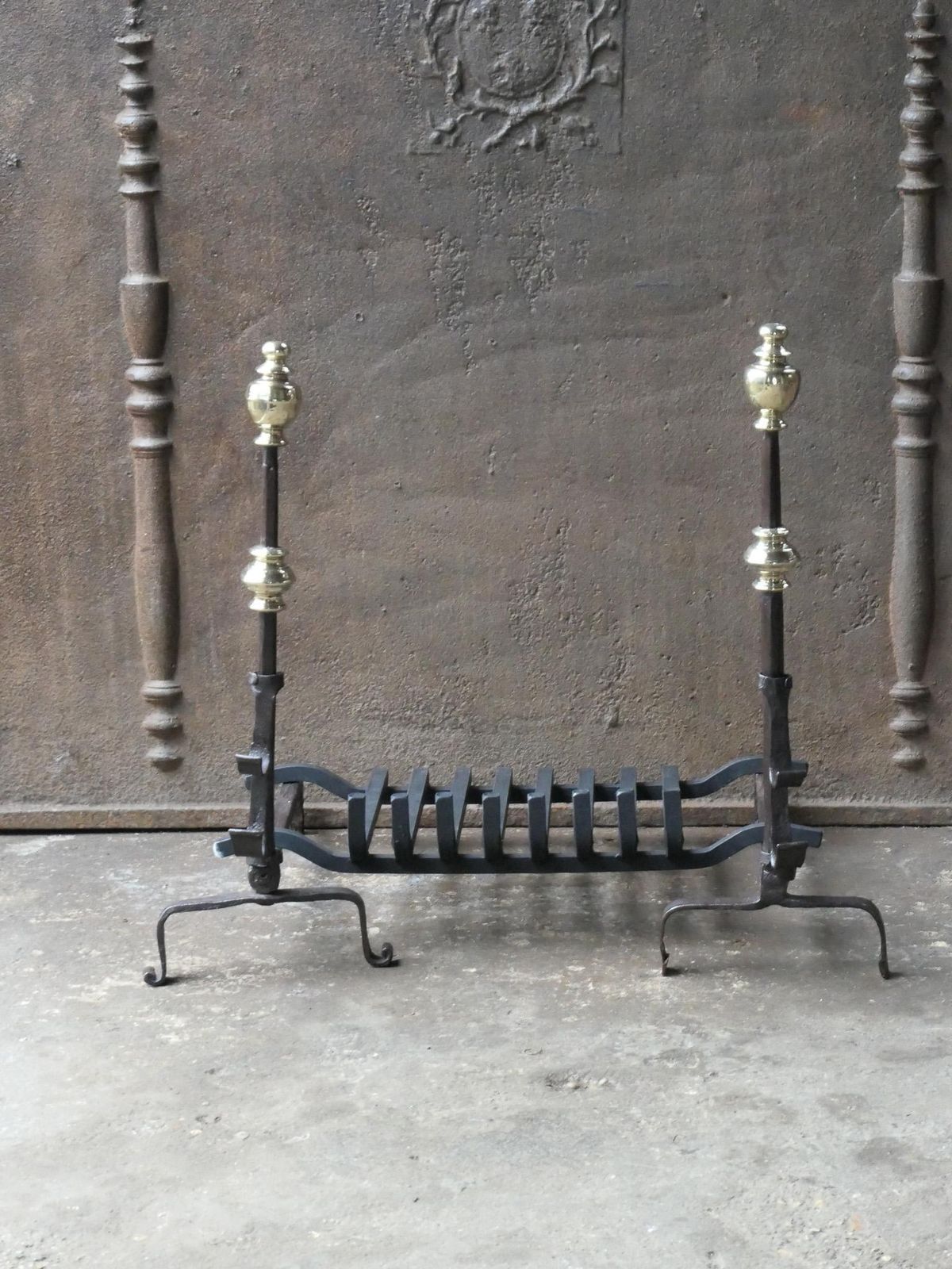 Antique French Louis XIV Period Fireplace Grate, 17th Century photo furniture