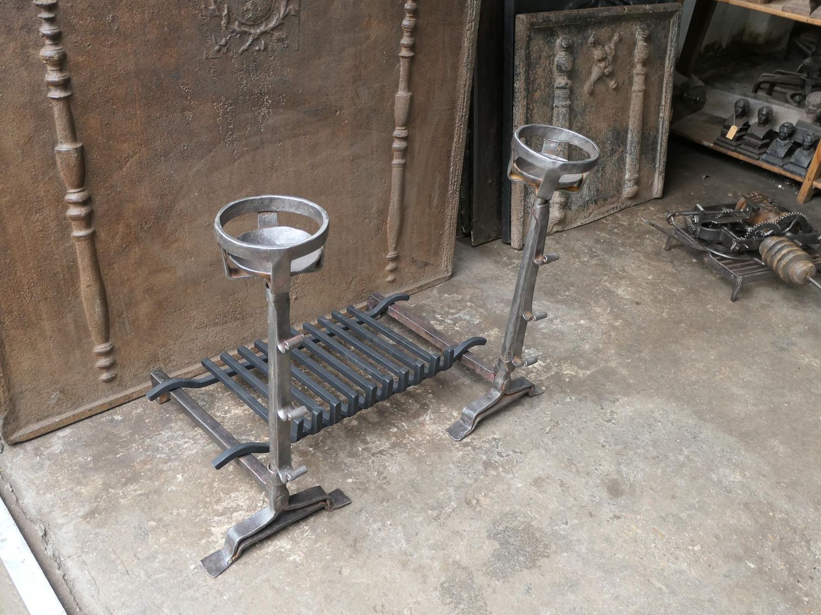 Antique French Gothic Fireplace Grate Or Fire Basket, 17th   18th Century photo vinterior