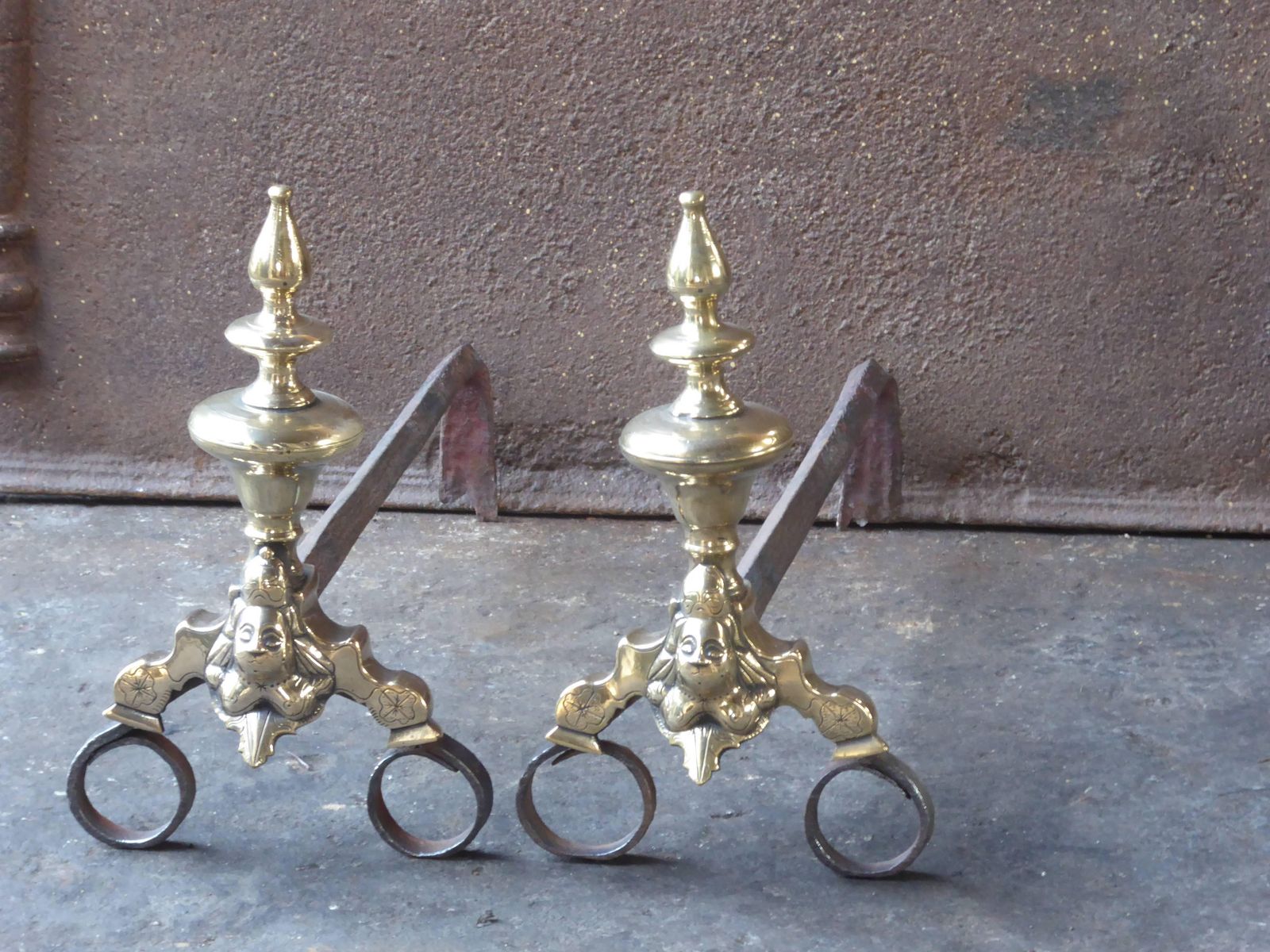 17th Century French Louis XIV Andirons Or Firedogs photo for sale