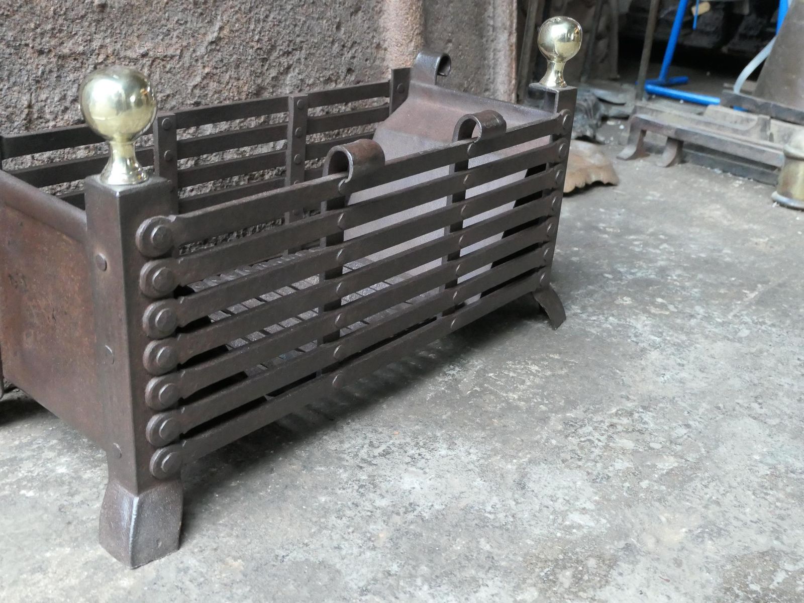 photo for sale 19th Century English Victorian Fireplace Grate Or Fire Basket