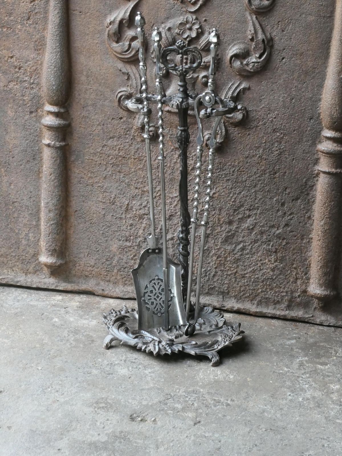 18th   19th C. English Georgian Polished Steel Fire Irons photo for sale
